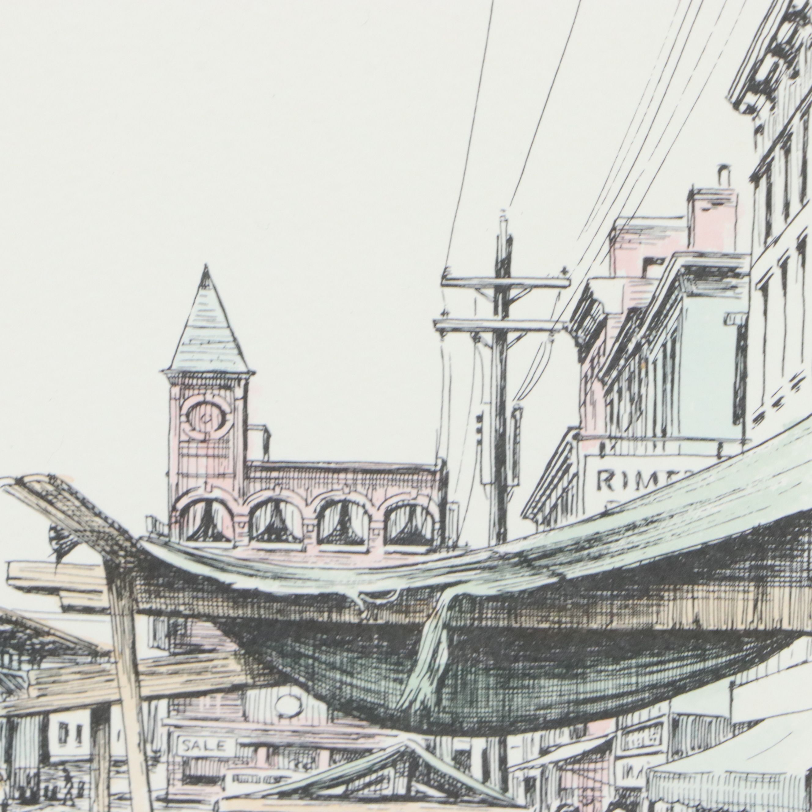 S. E. Miller Hand-Colored Lithograph "Findlay Market," Circa 1978