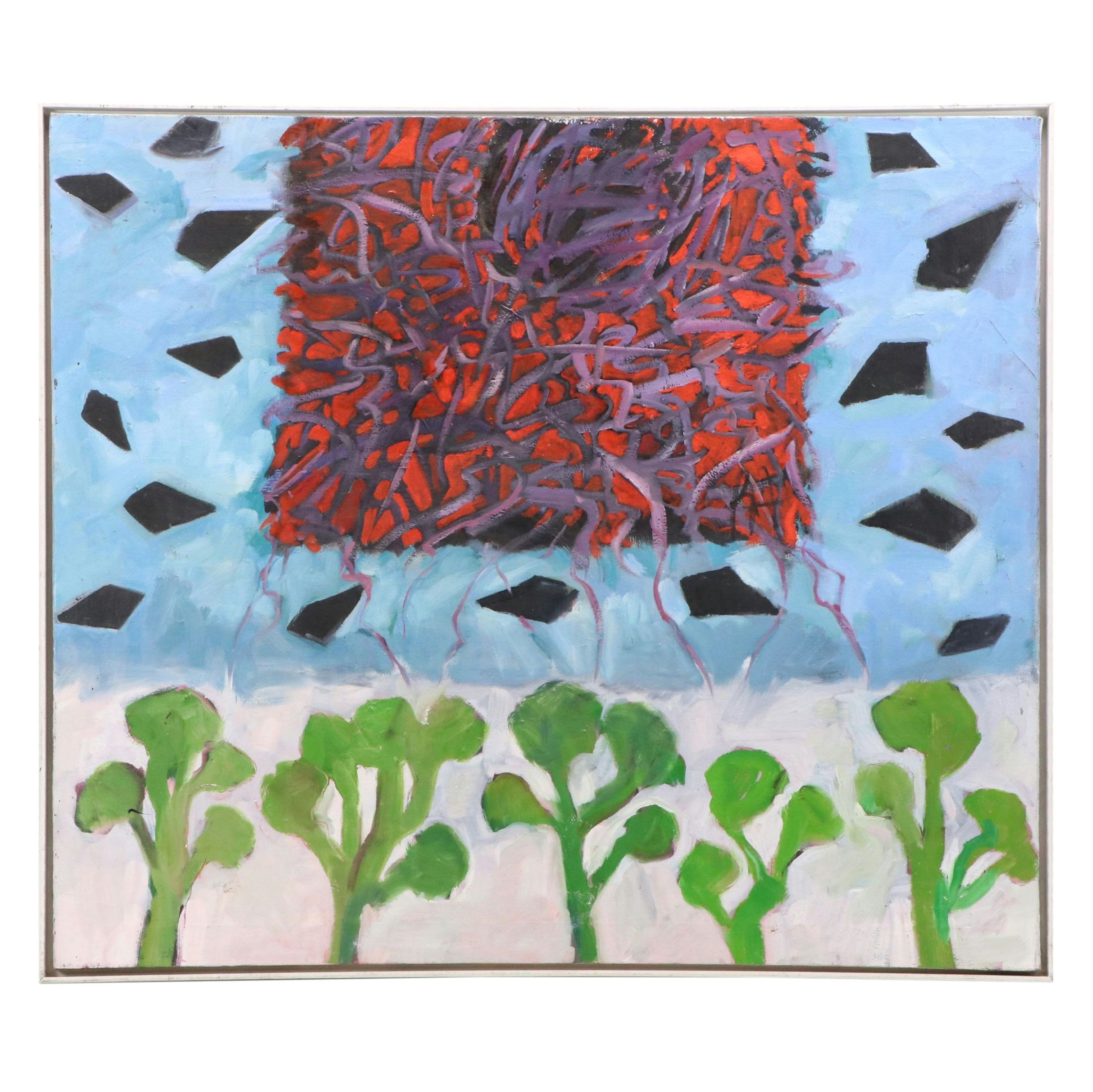 Barbara Ahlbrand Oil on Canvas "Searching for Escape Velocity," Late 20th C.