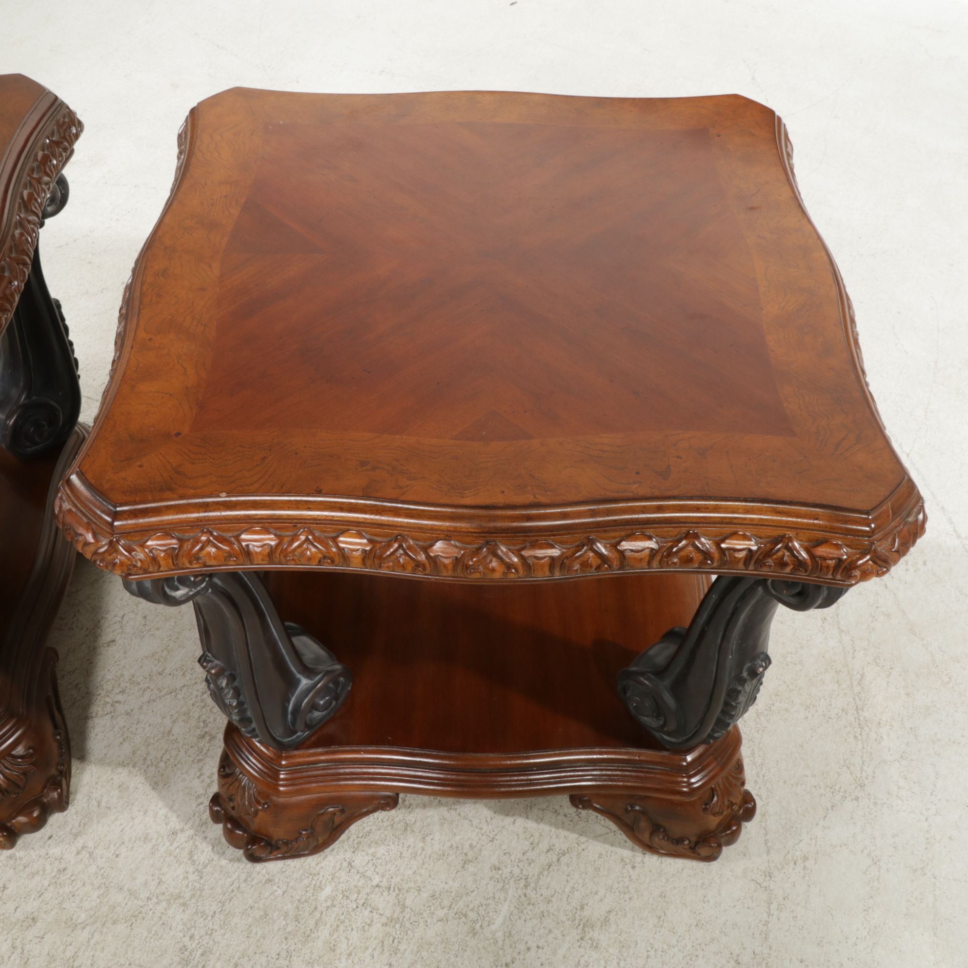 Pair of Neoclassical Style Open Shelf End Tables, 21st Century