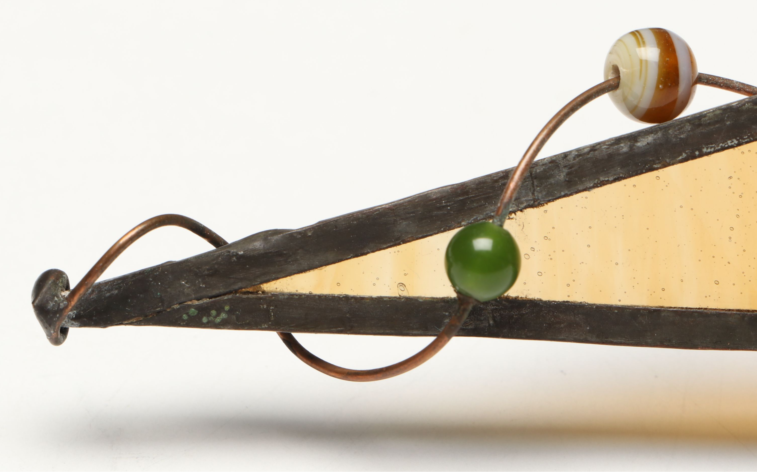 Reverse Painted Stained Glass Hanging with Hammered Utensils, More Décor