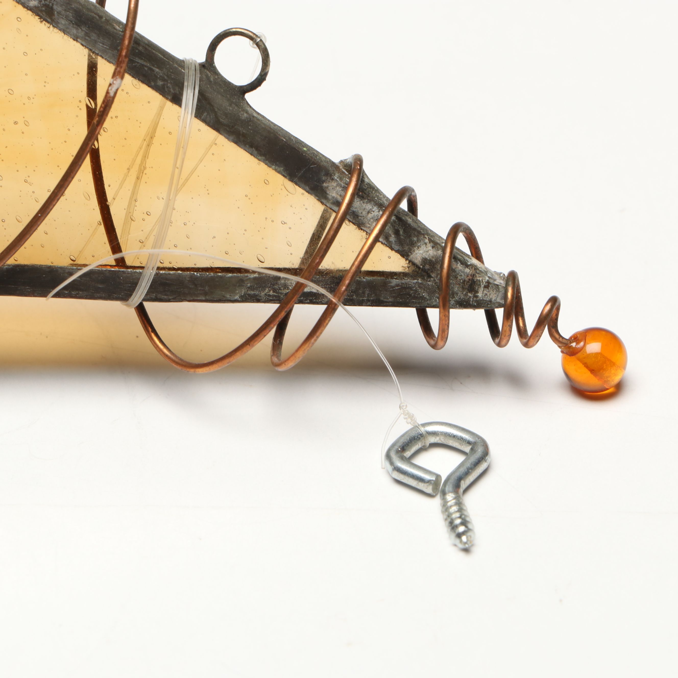 Reverse Painted Stained Glass Hanging with Hammered Utensils, More Décor