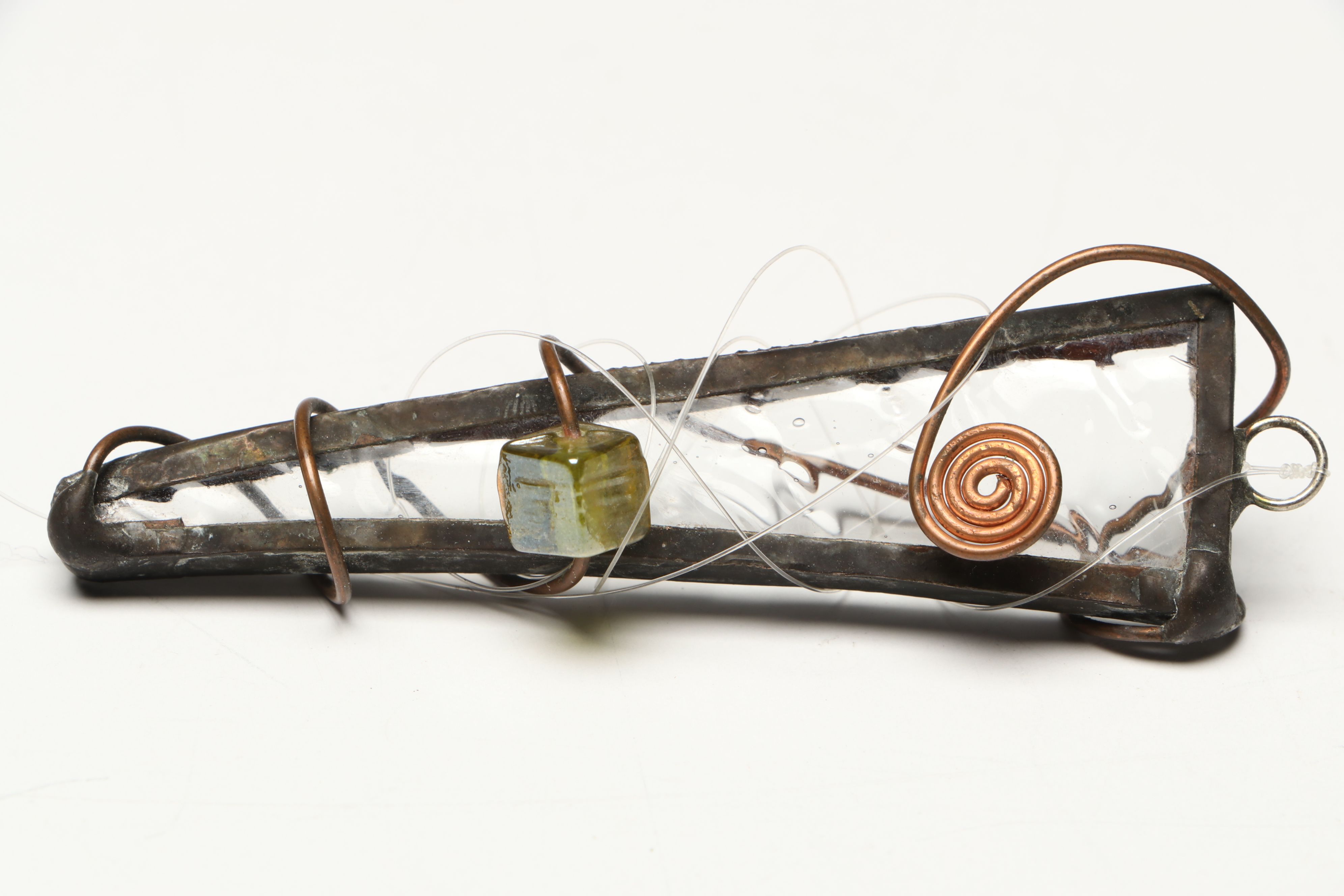 Reverse Painted Stained Glass Hanging with Hammered Utensils, More Décor