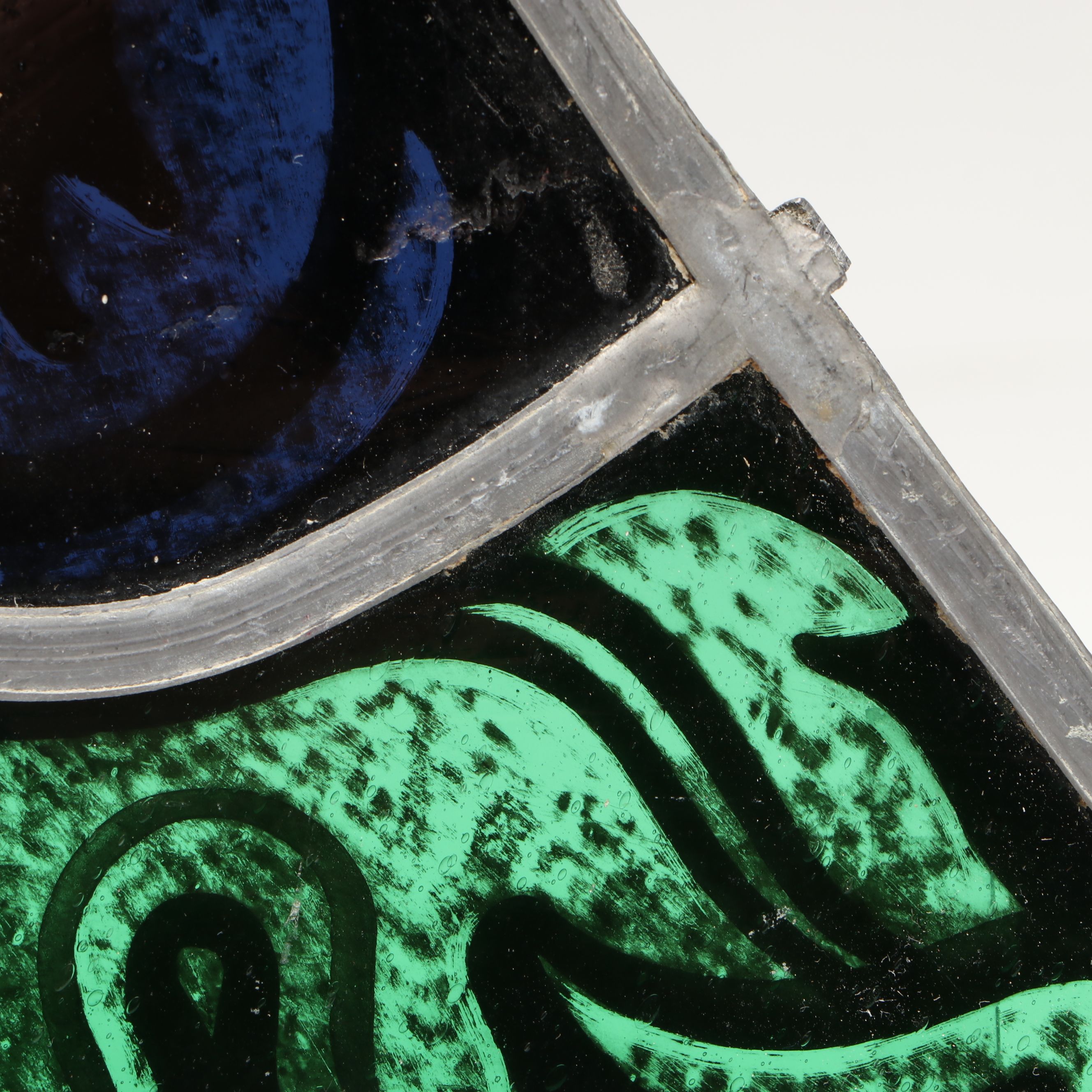 Reverse Painted Stained Glass Hanging with Hammered Utensils, More Décor