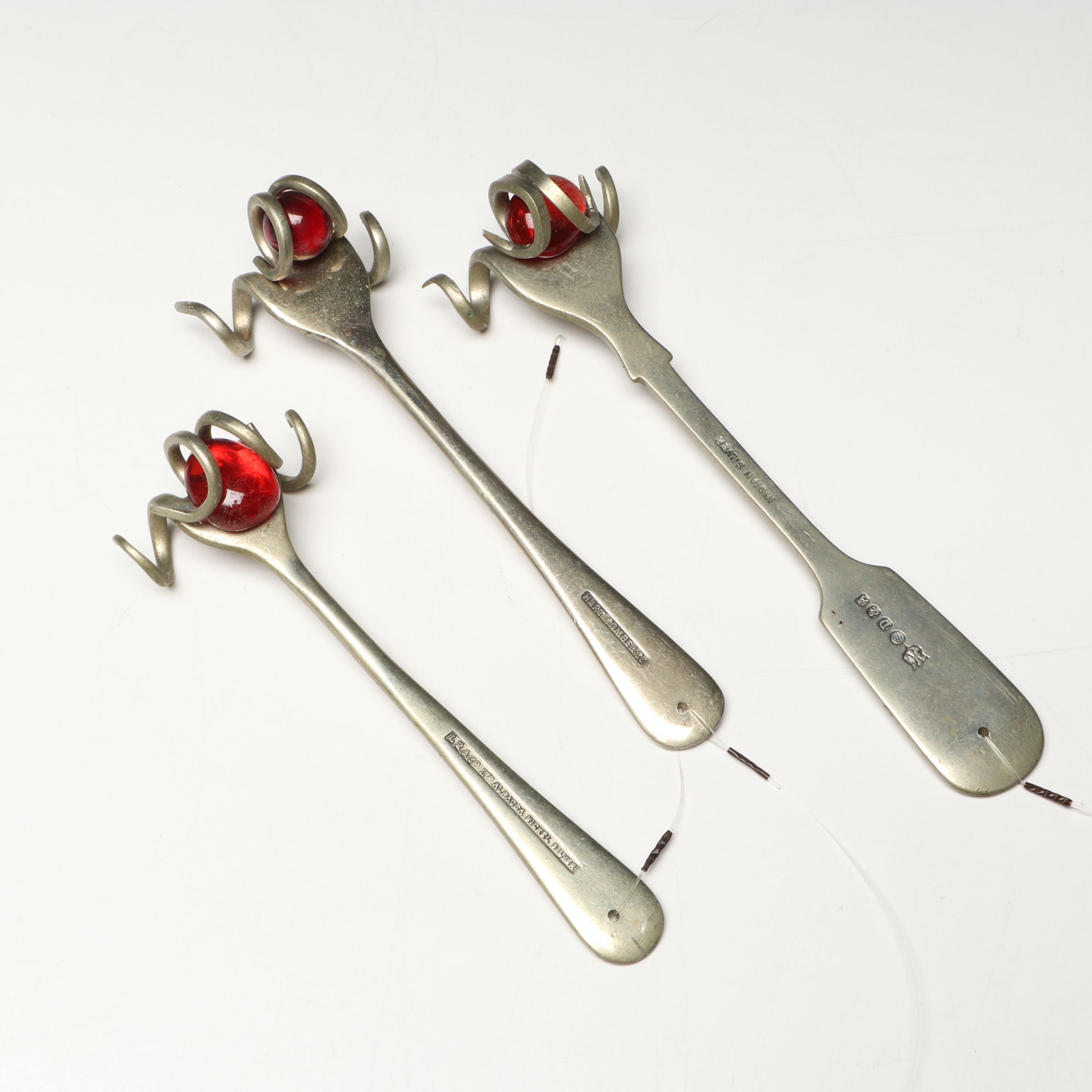 Reverse Painted Stained Glass Hanging with Hammered Utensils, More Décor