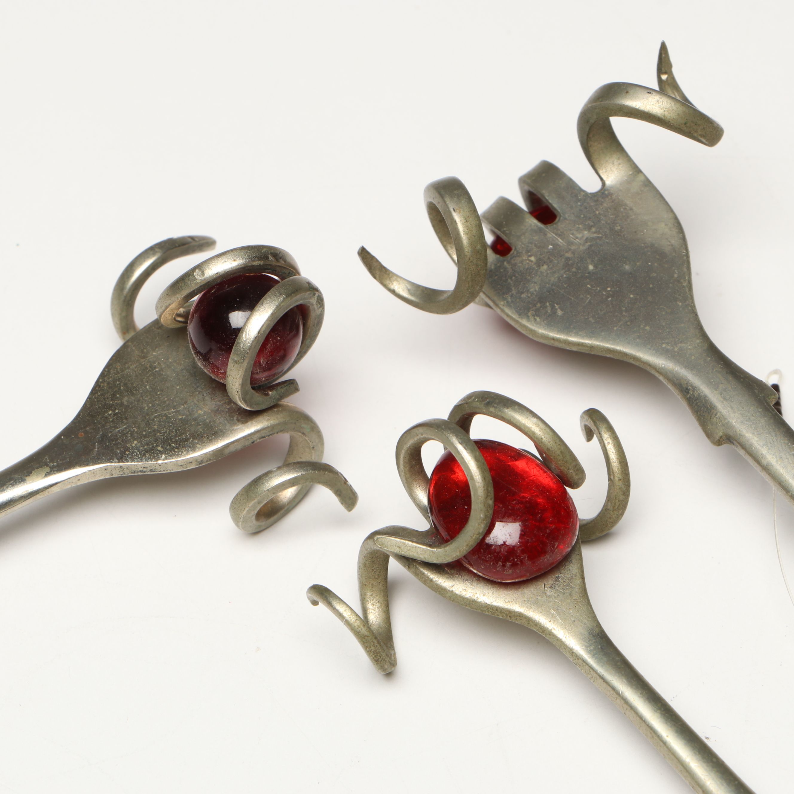 Reverse Painted Stained Glass Hanging with Hammered Utensils, More Décor