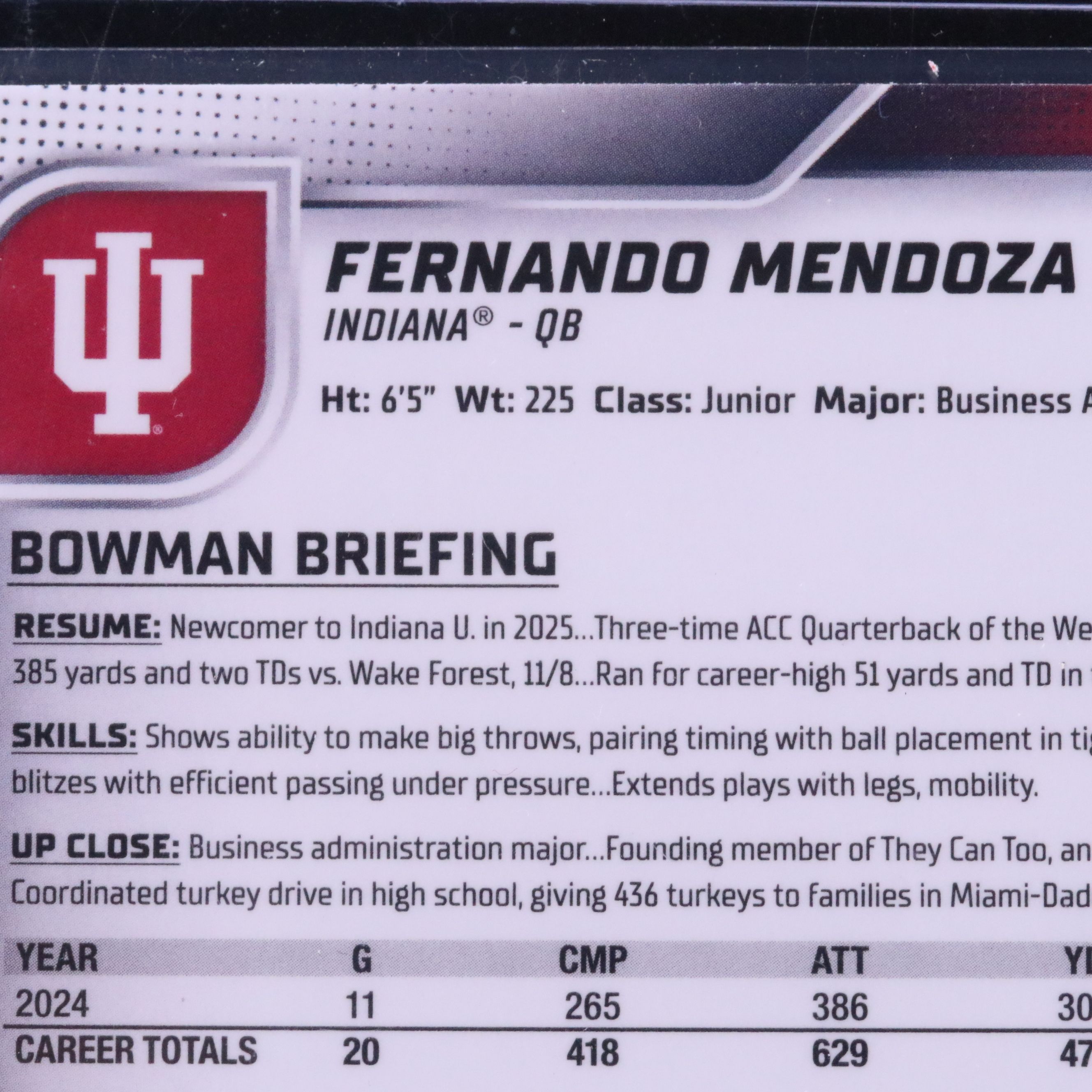 2025 Bowman Chrome Fernando Mendoza Bowman 1st Football Card