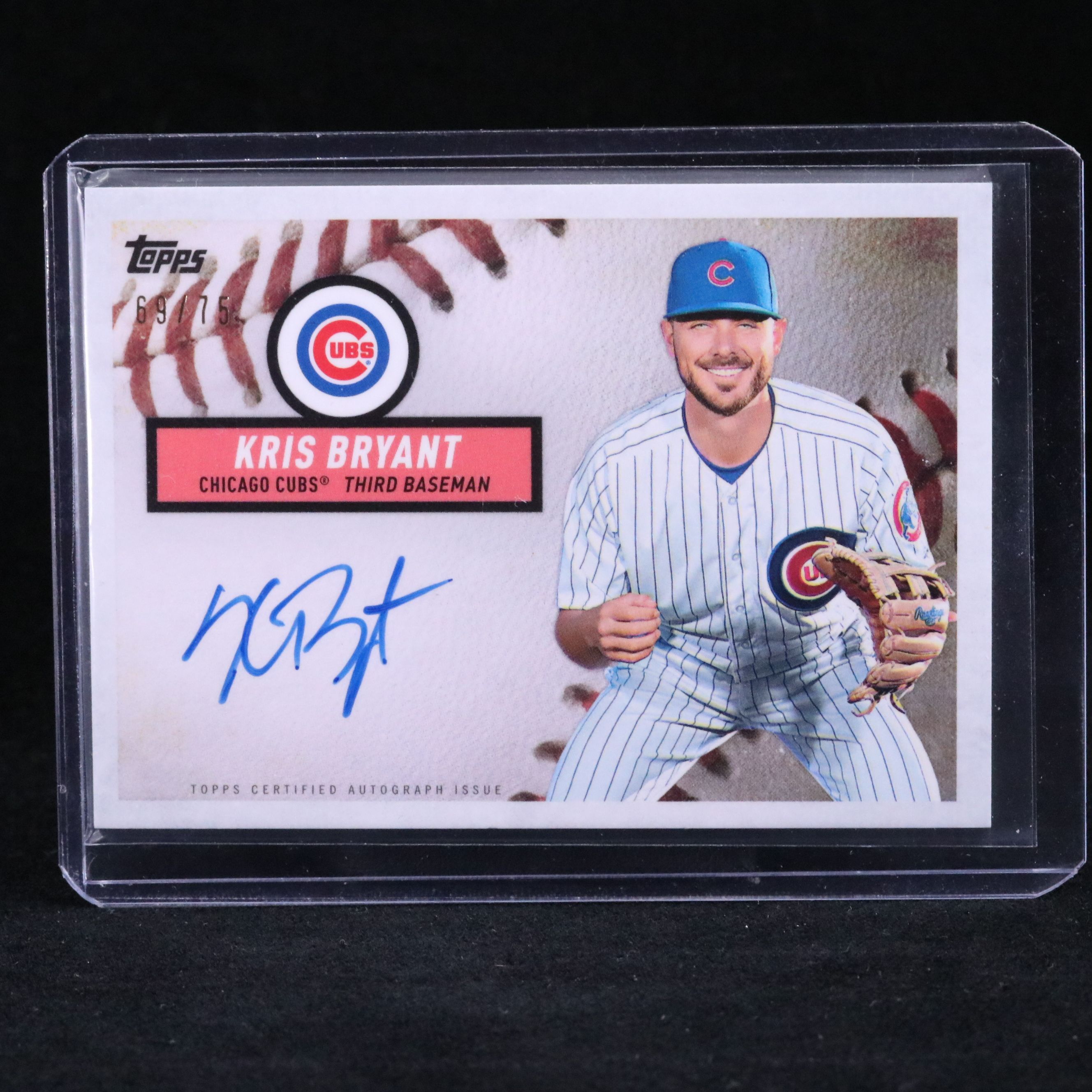 2019 Topps Brooklyn Collection Kris Bryant Signed Baseball Card No. 69/75