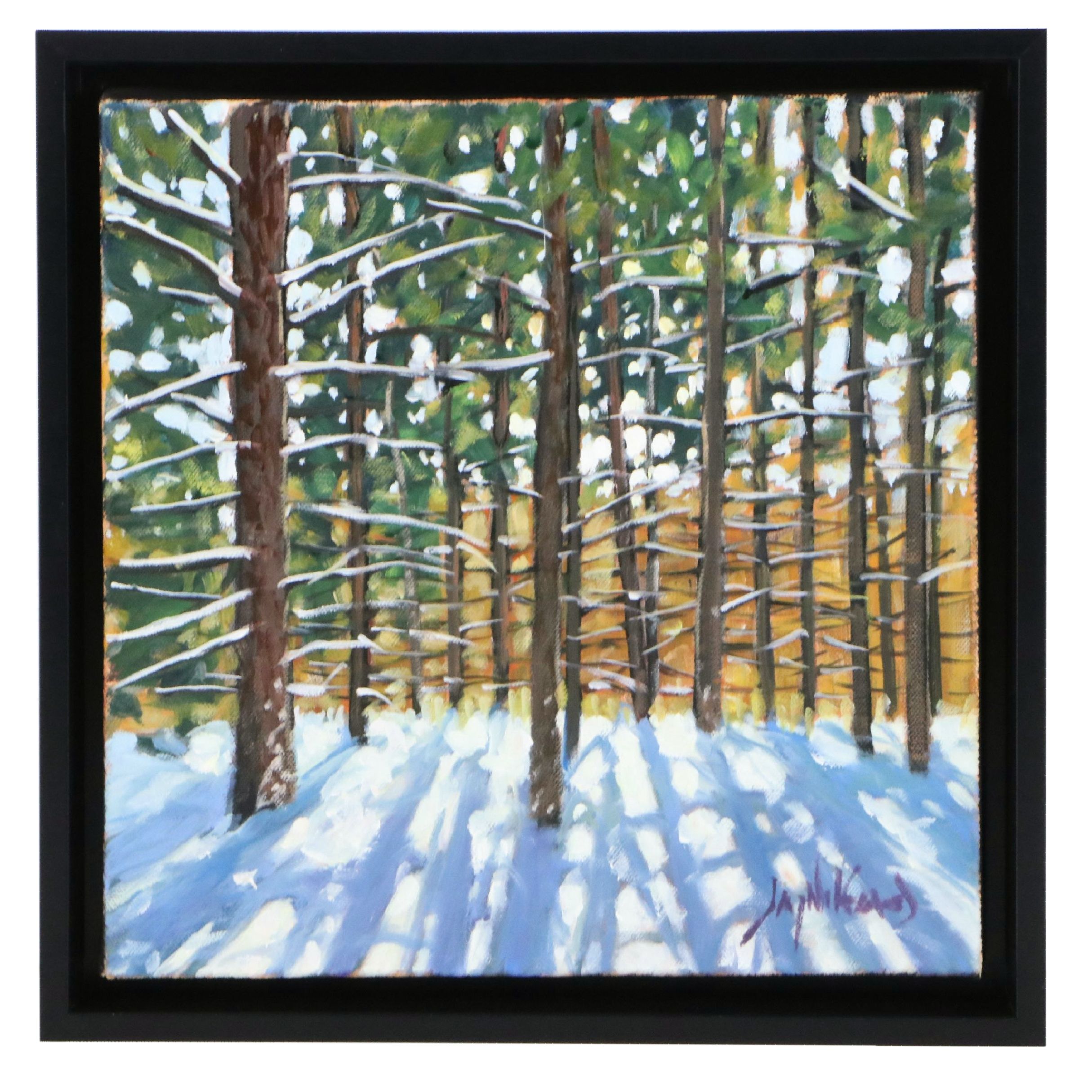 Jay Wilford Landscape Oil Painting "Winter Pines," 21st Century
