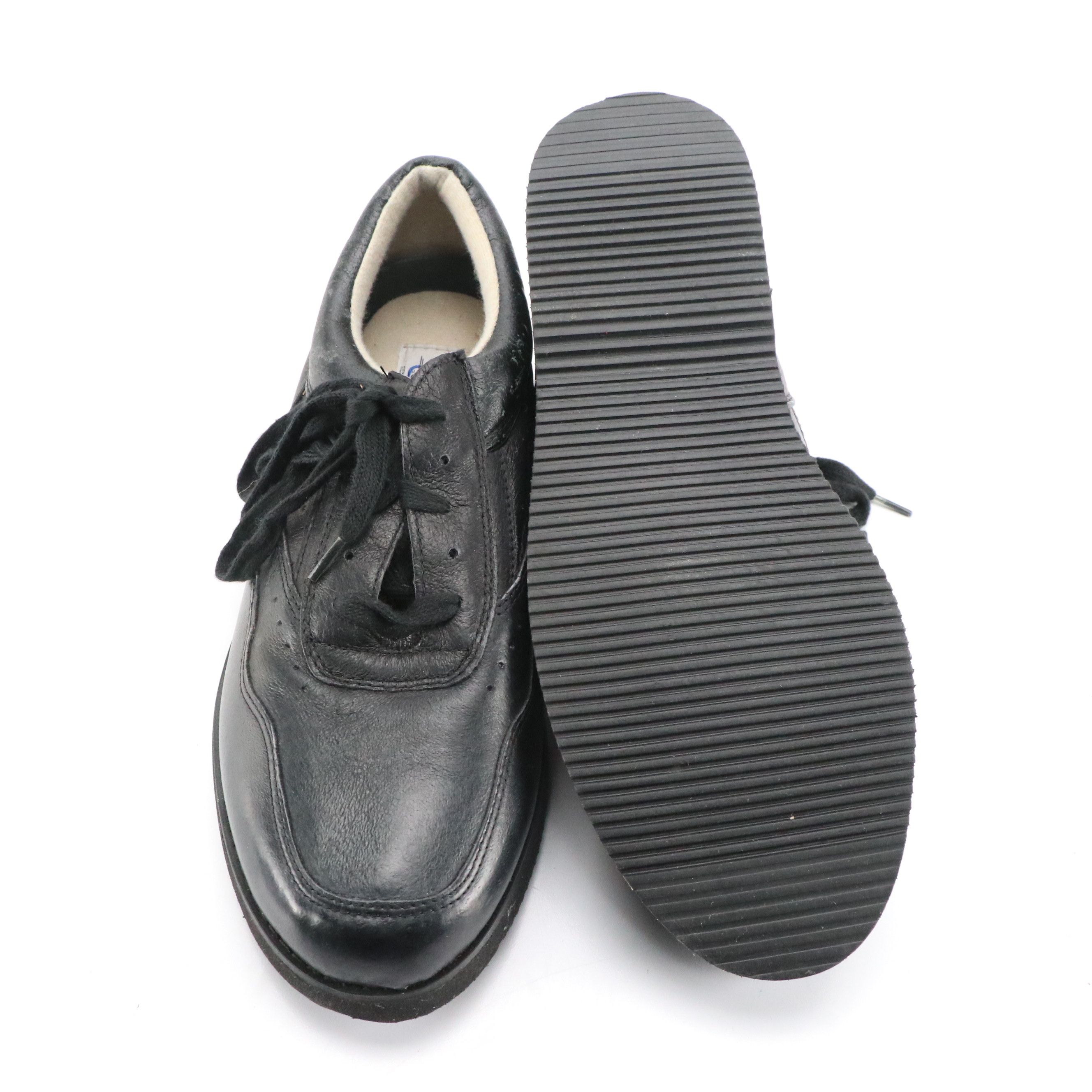 Men's Avia Black Leather Memory Foam Work Shoes, Comfort Lites Work Shoes