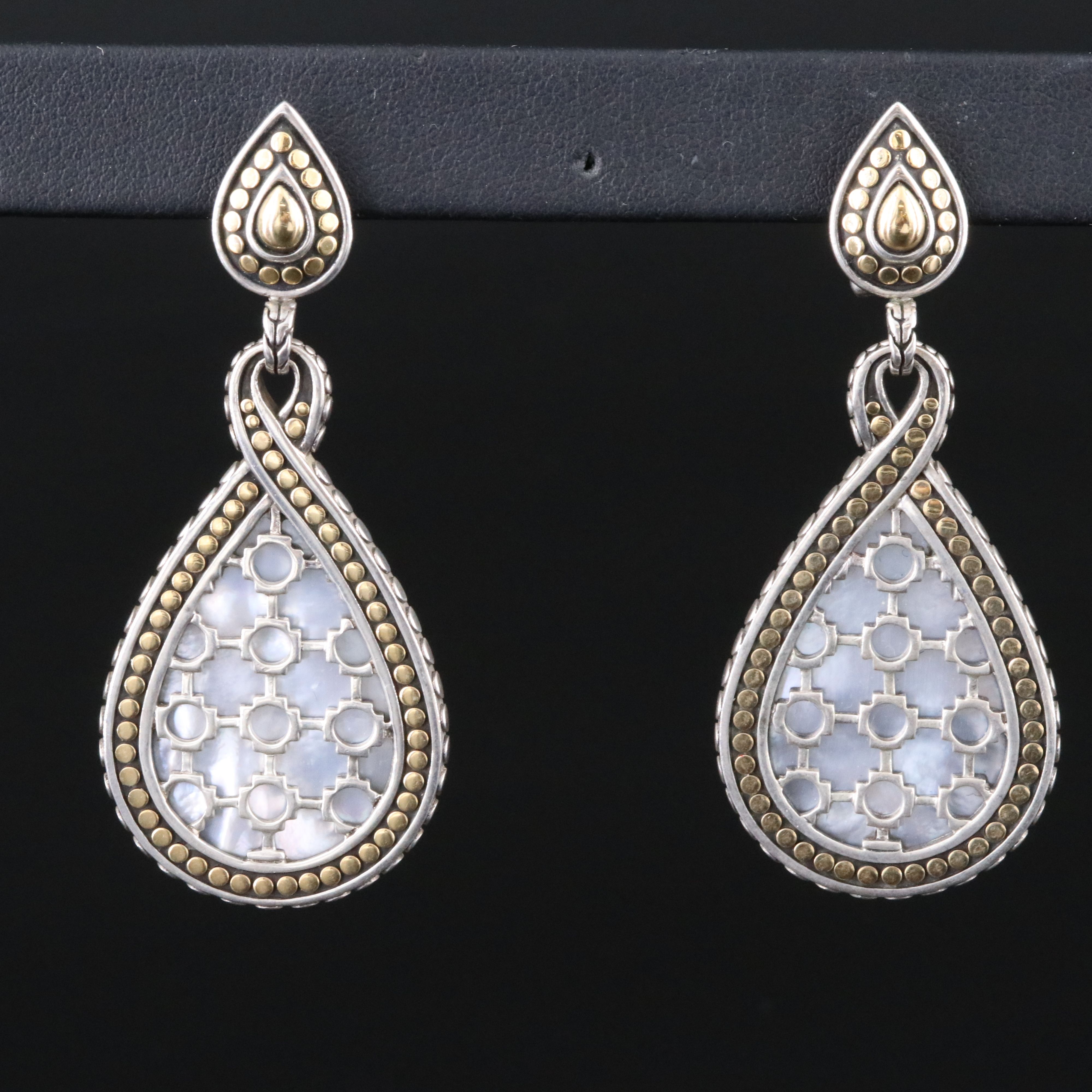 John Hardy Sterling and 18K Mother-of-Pearl Arabesque Earrings