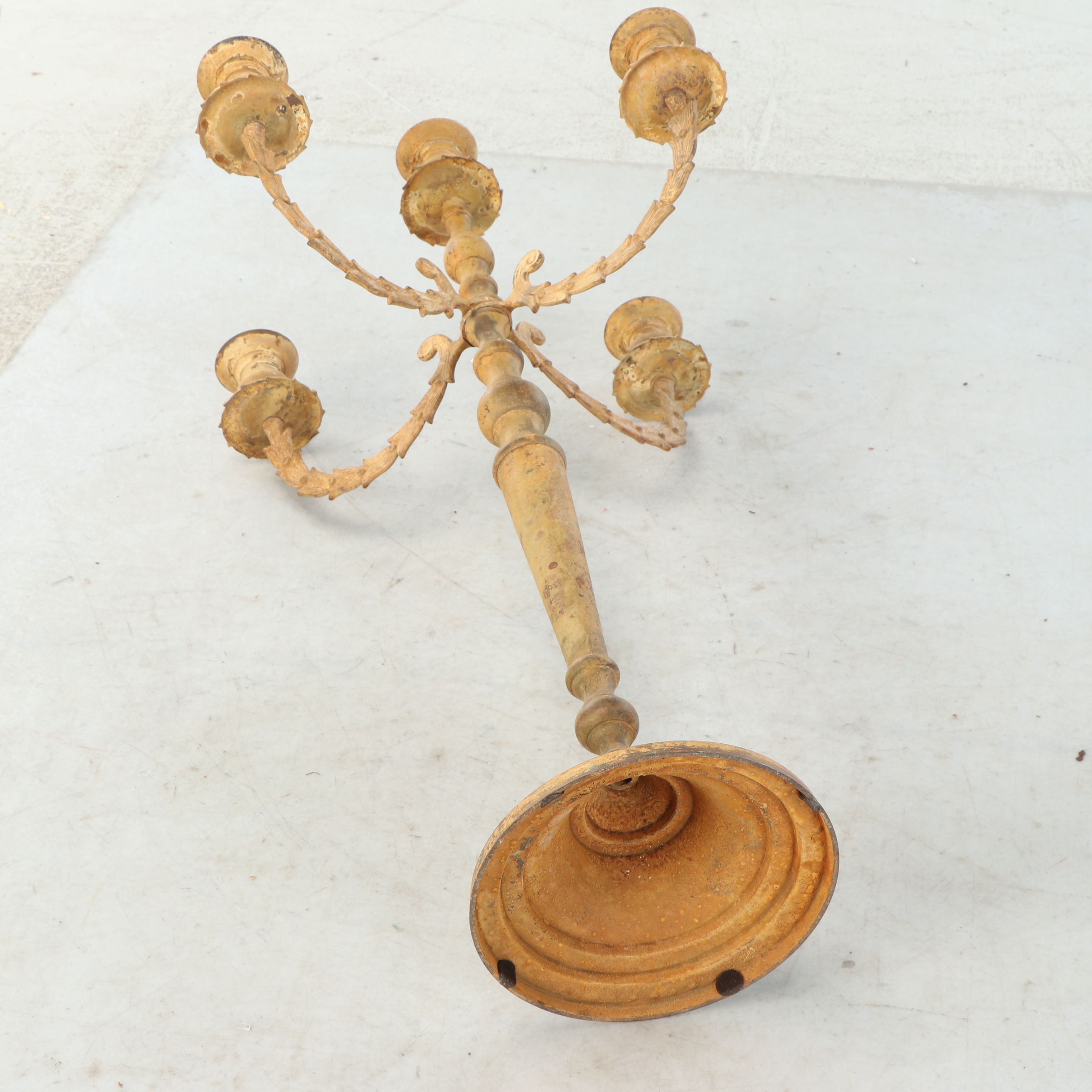 Tuscan Antiqued Metal Floor Candelabrum