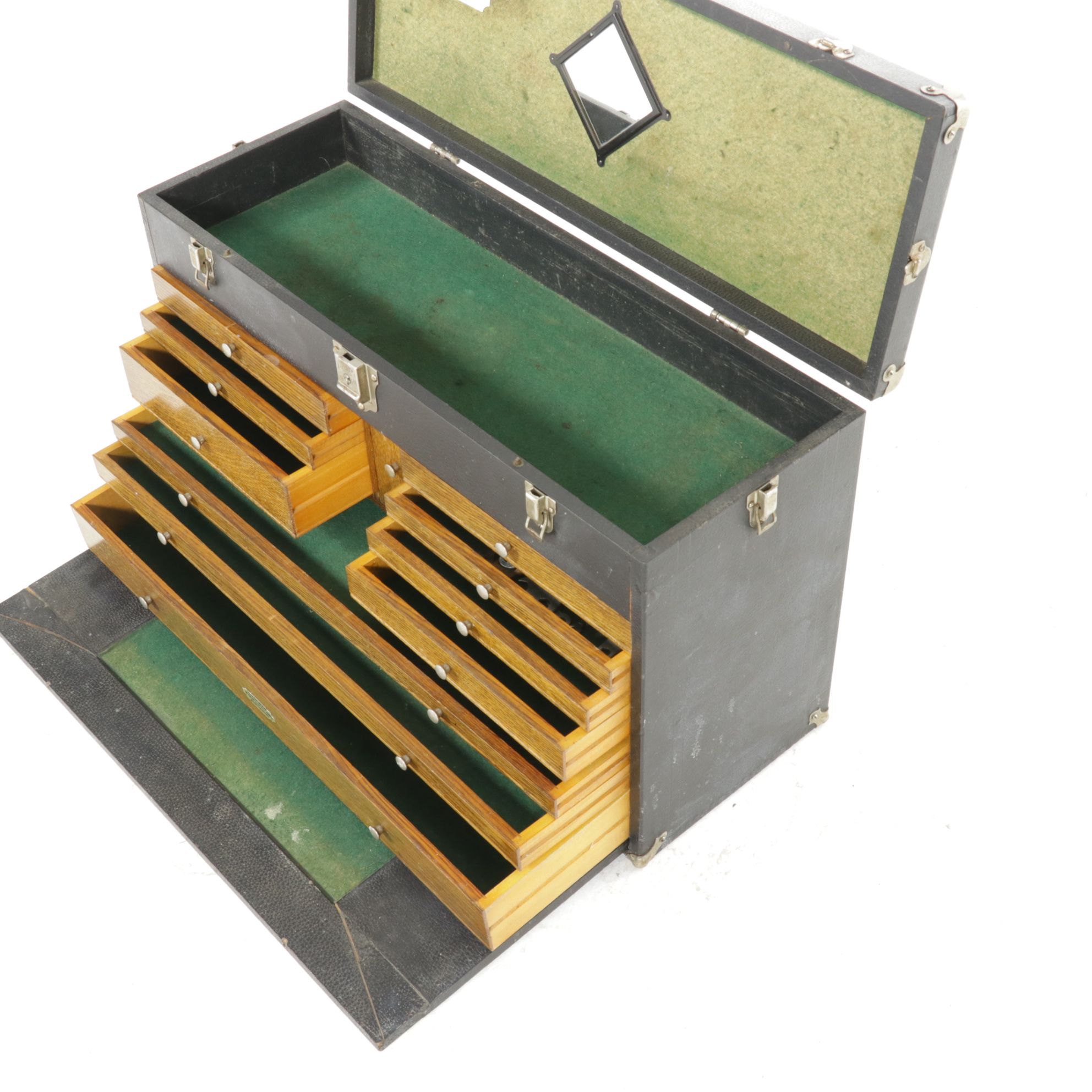 H. Gerstner & Sons Leatherette and Oak Machinist's Tool Chest, Mid-20th Century