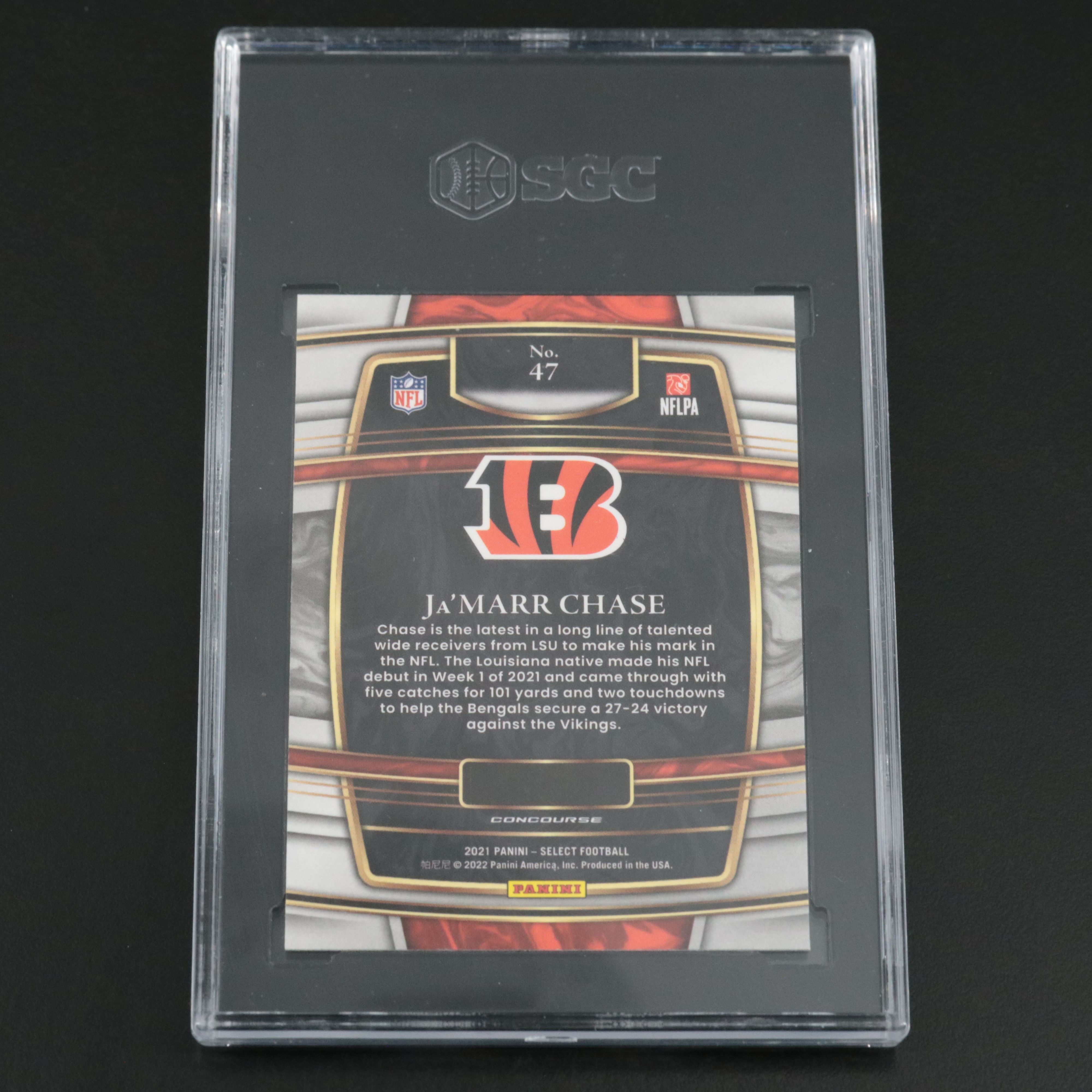 2021 Select Ja’Marr Chase Cincinnati Bengals Rookie Football Card Graded SGC 10