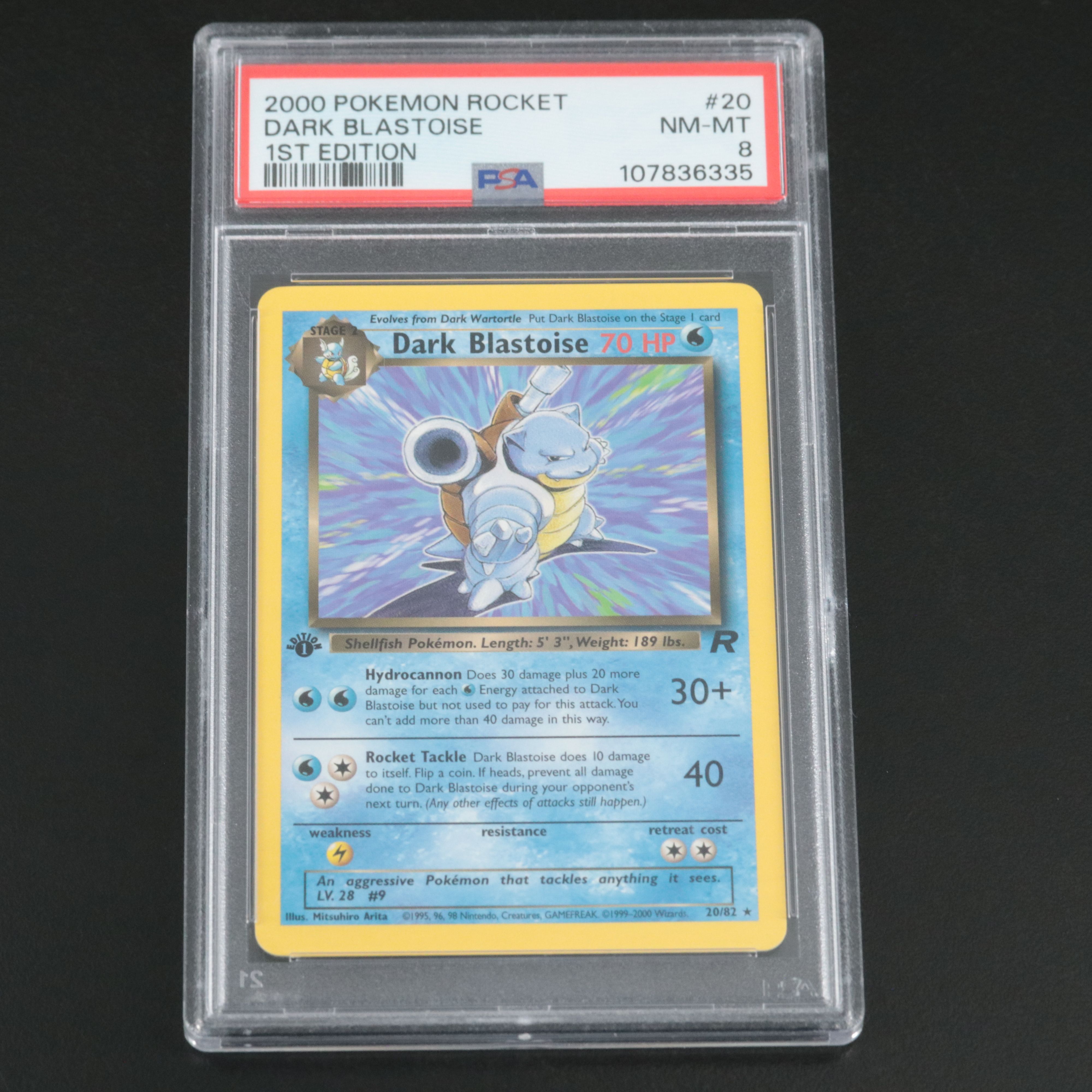 Team Rocket Dark Blastoise 1st Edition Pokémon Card Graded PSA 8