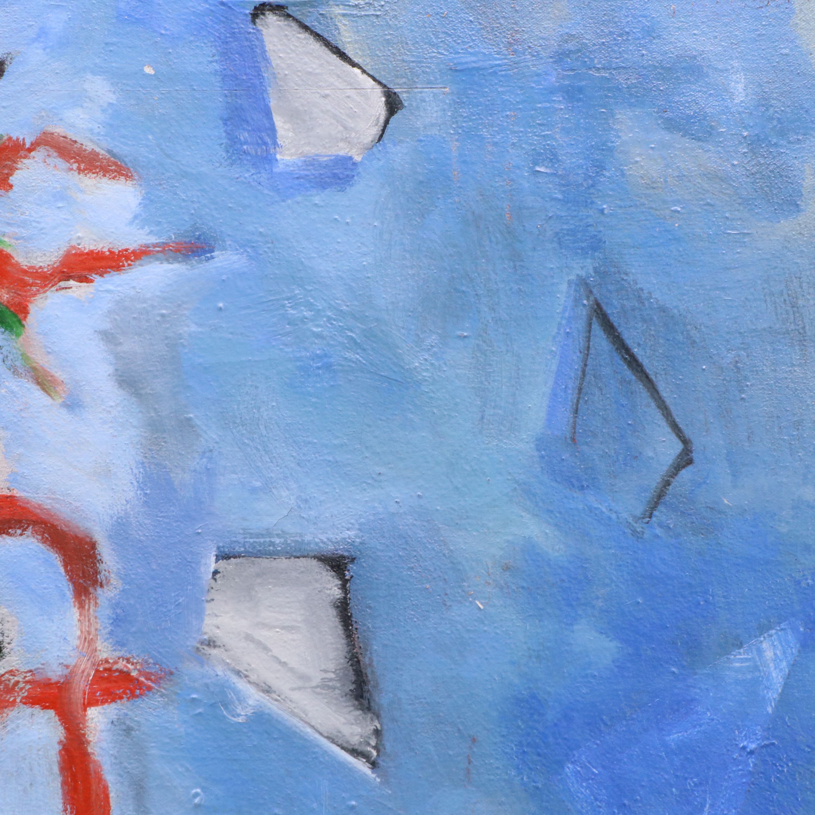 Barbara Ahlbrand Oil Painting of Abstracted Hedges, 20th to 21st Century