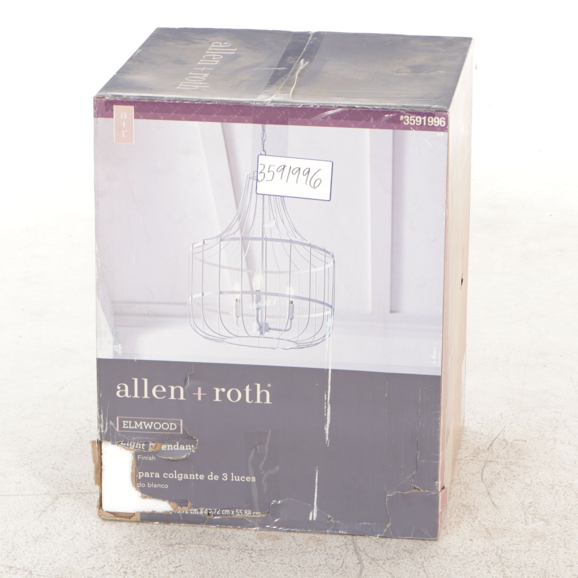 Allen + Roth "Elmwood" Three-Light Pendant Cage Chandelier