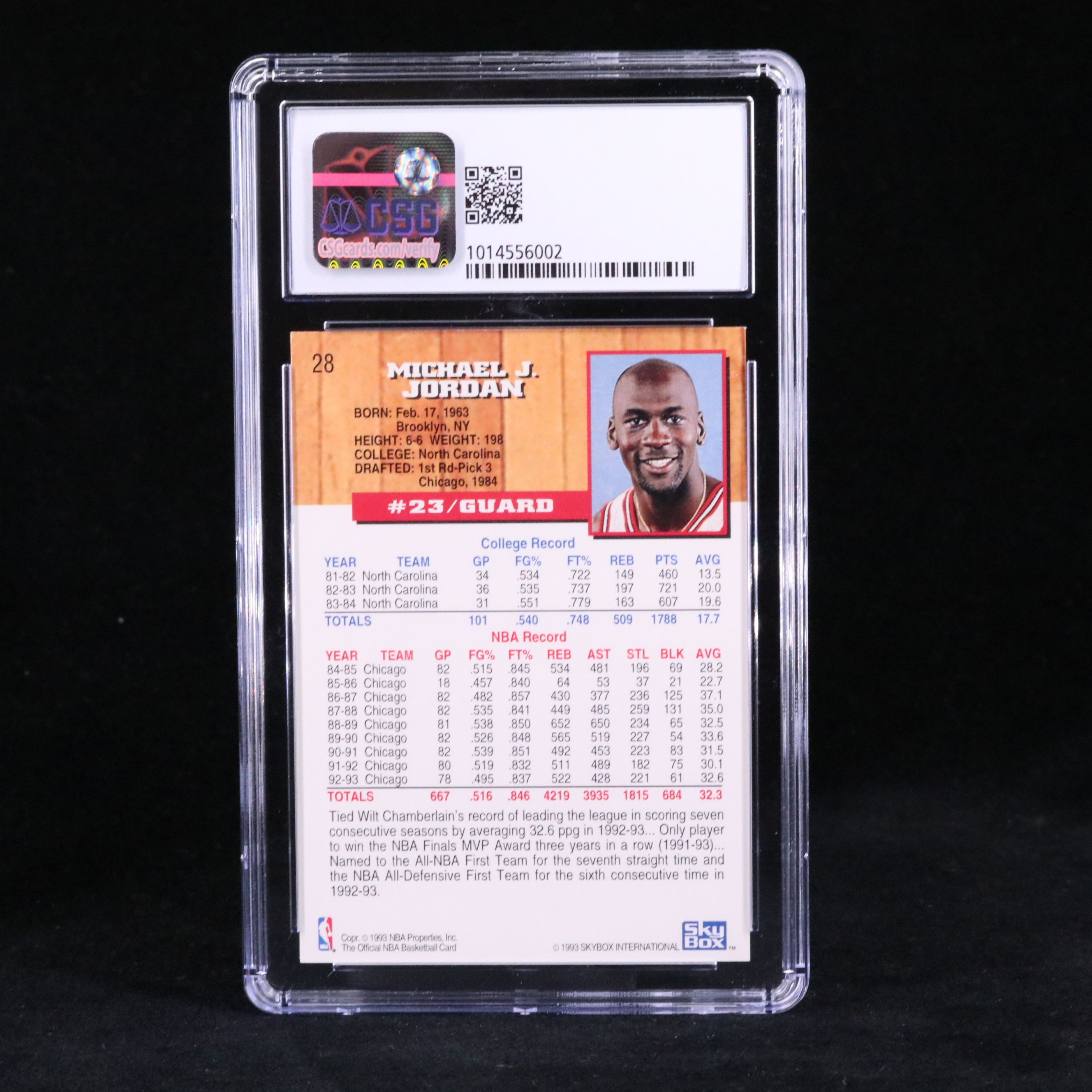 1993-94 NBA Hoops Michael Jordan Chicago Bulls Basketball Card Graded CSG 9