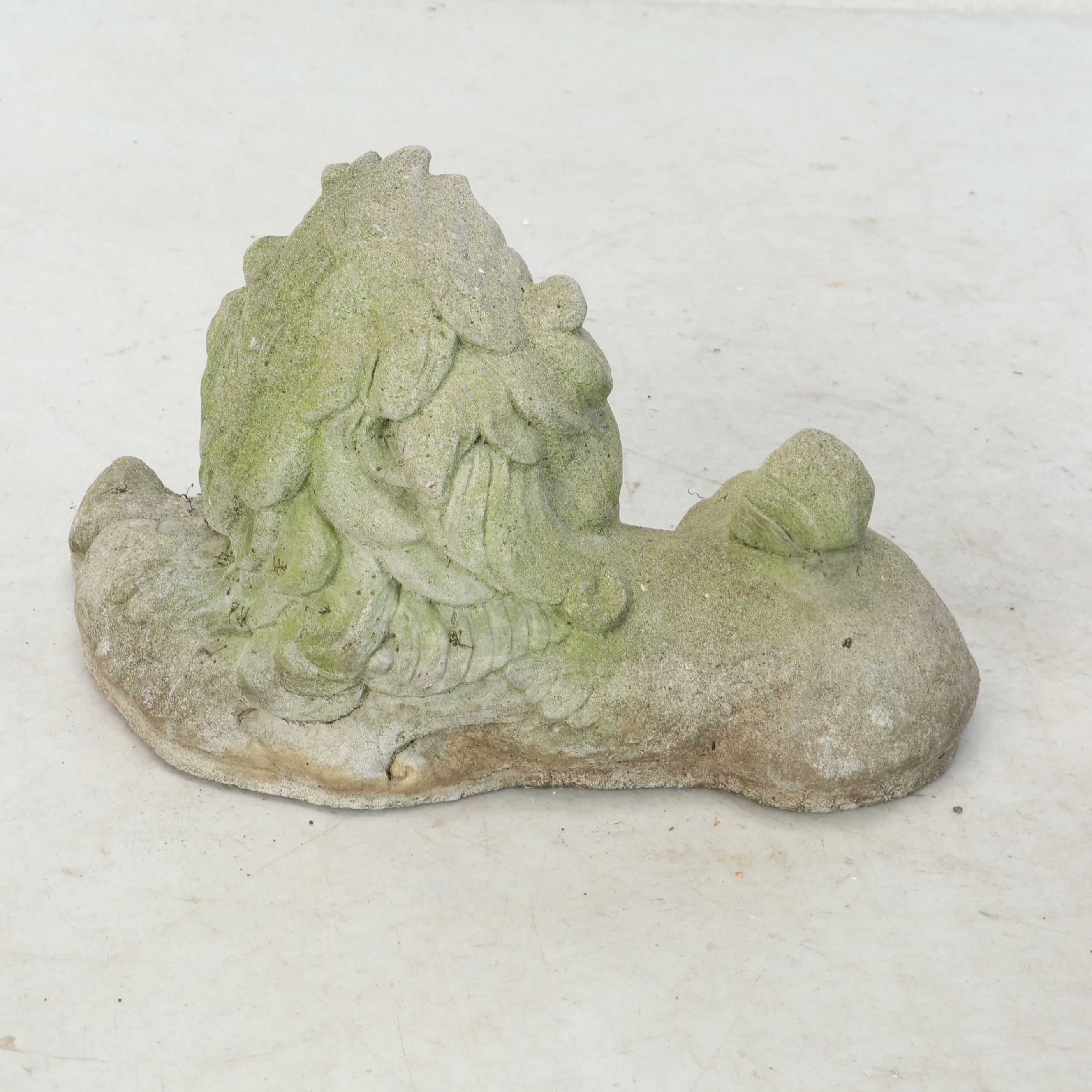 Concrete Lion and Acorn Garden Sculptures