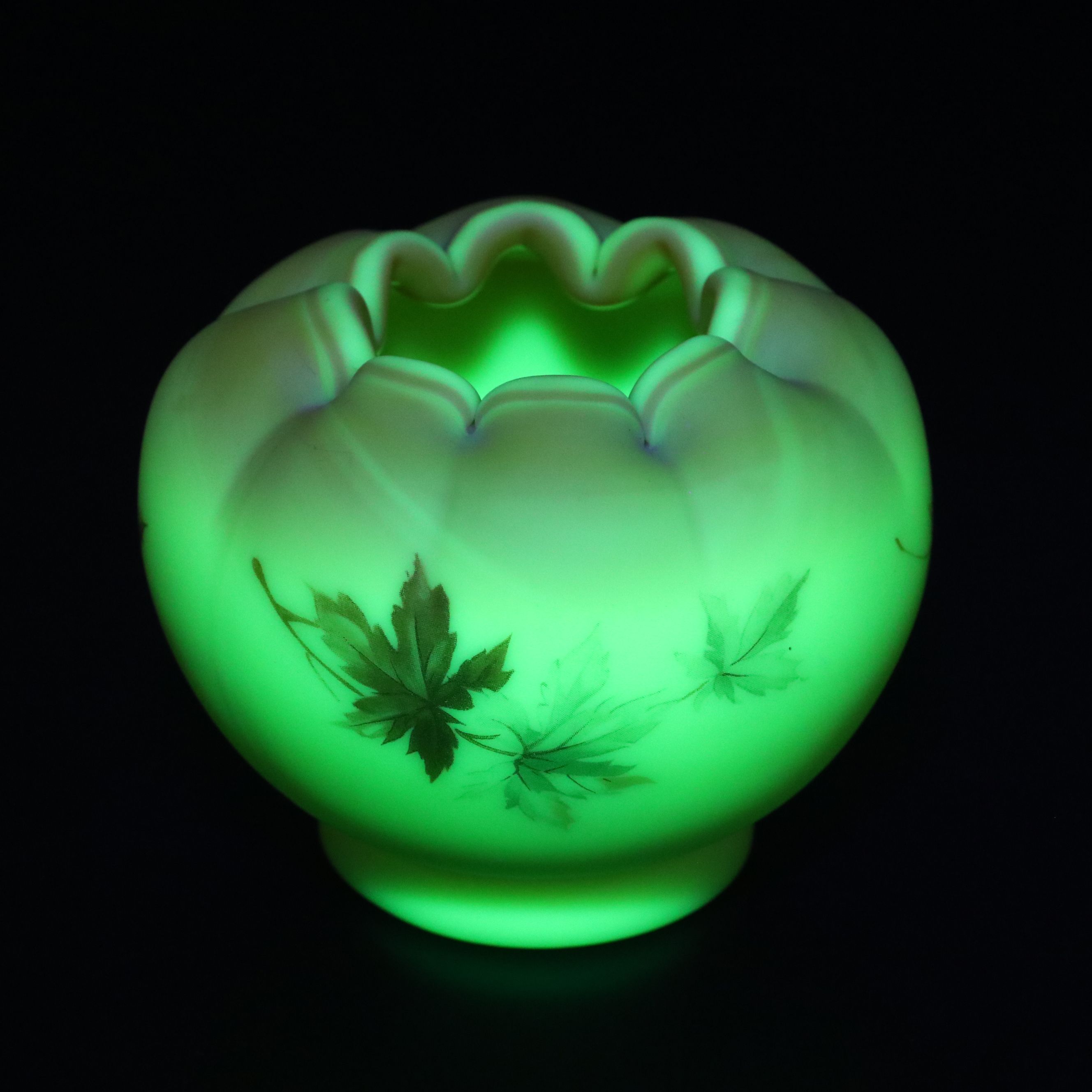 Fenton Burmese Glass Floral Hand-Painted Vases, Basket and Creamer