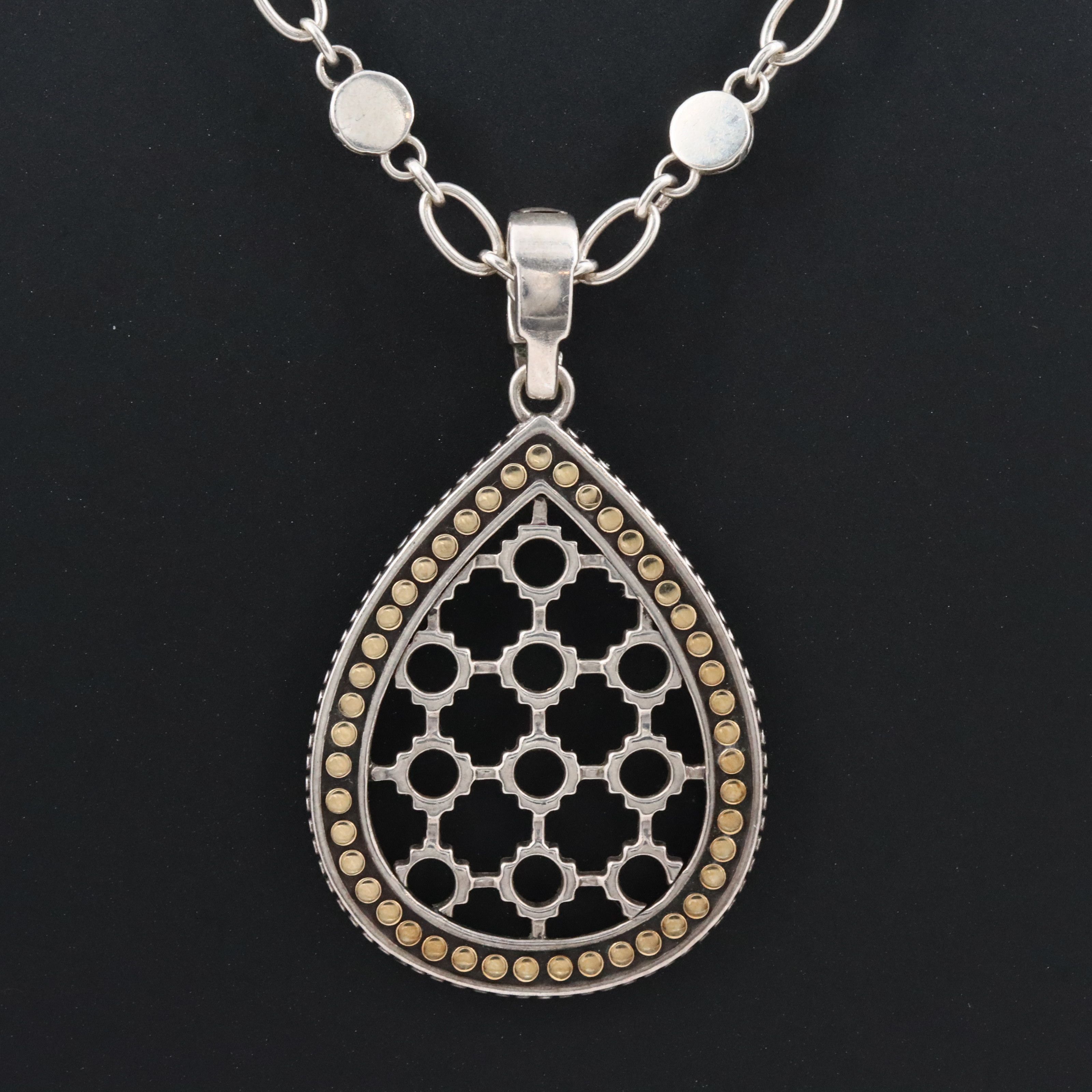 John Hardy Sterling Arabesque Enhancer Pendant with a Disc Station Necklace
