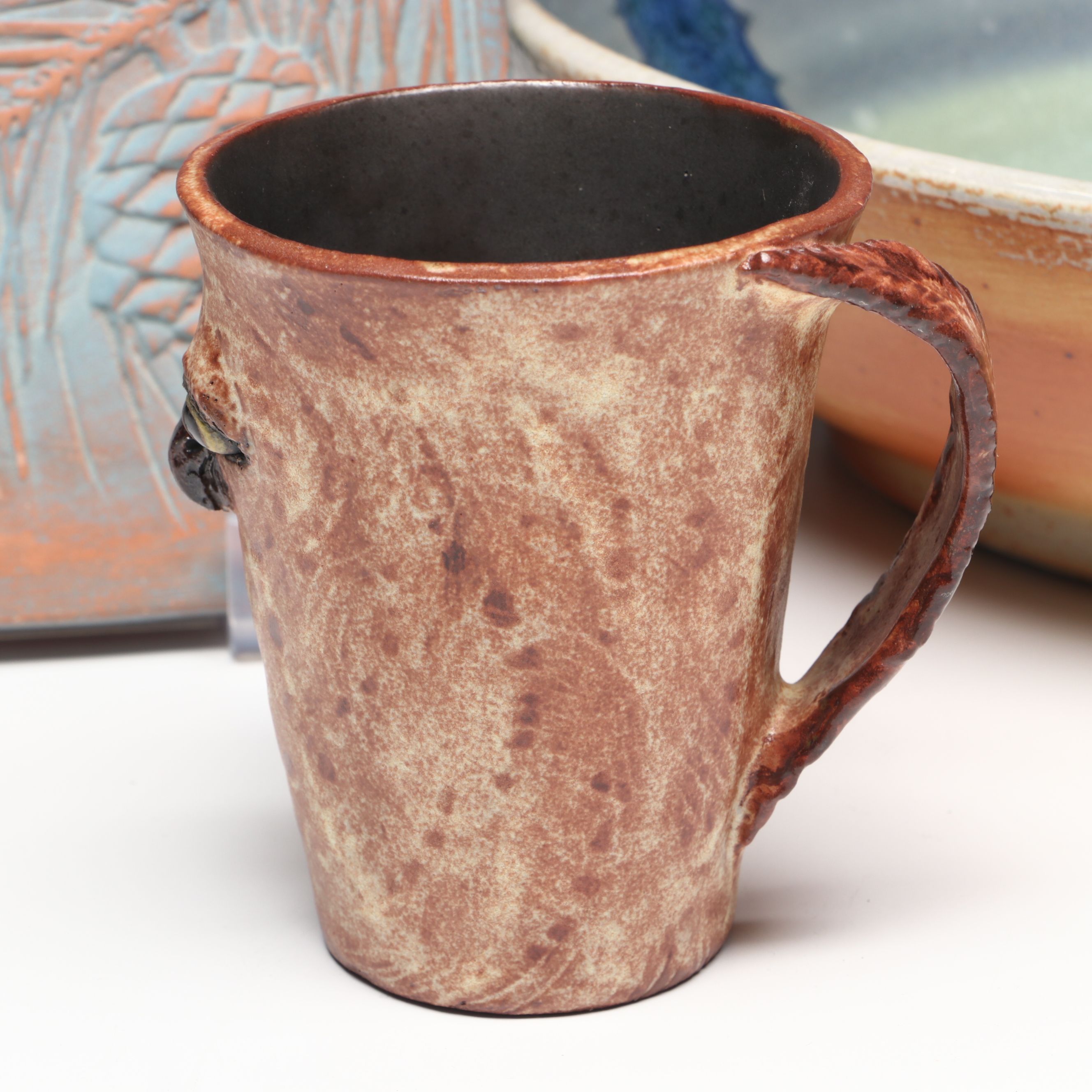 Nairn Terracotta Pinecone Tile, Hot Mud Studios Owl Mug and More Art Pottery