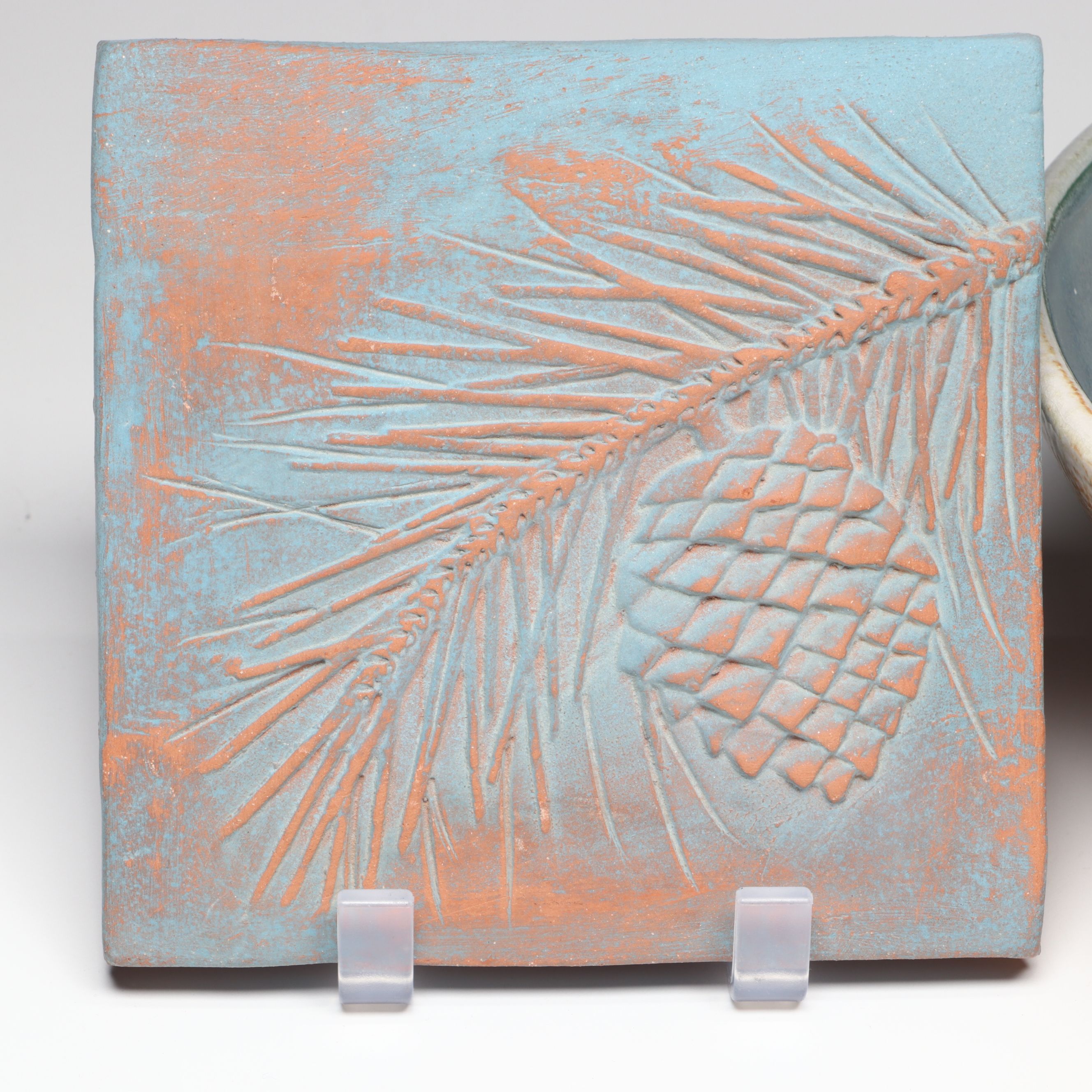 Nairn Terracotta Pinecone Tile, Hot Mud Studios Owl Mug and More Art Pottery