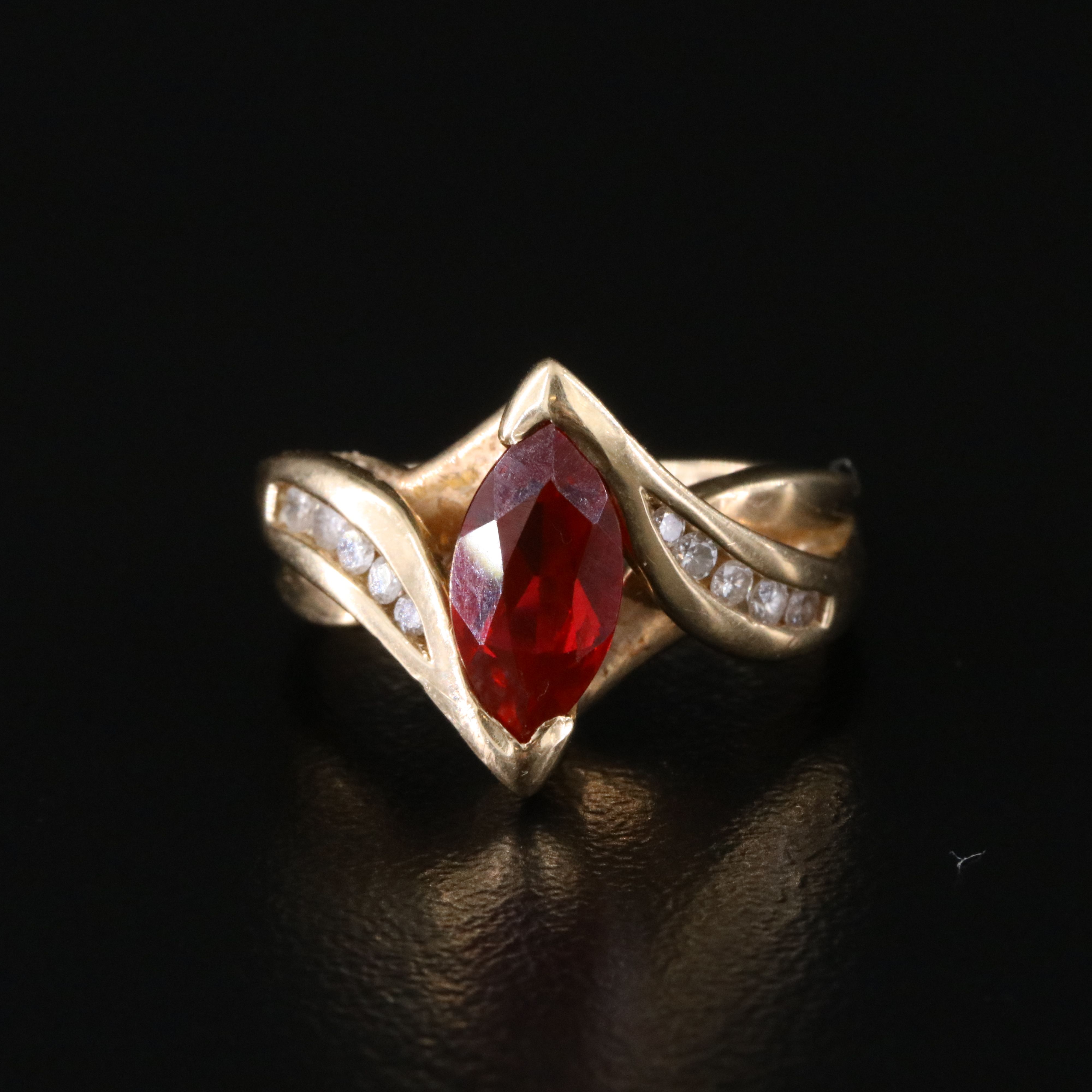 Vintage 10K Ruby and Diamond Ring