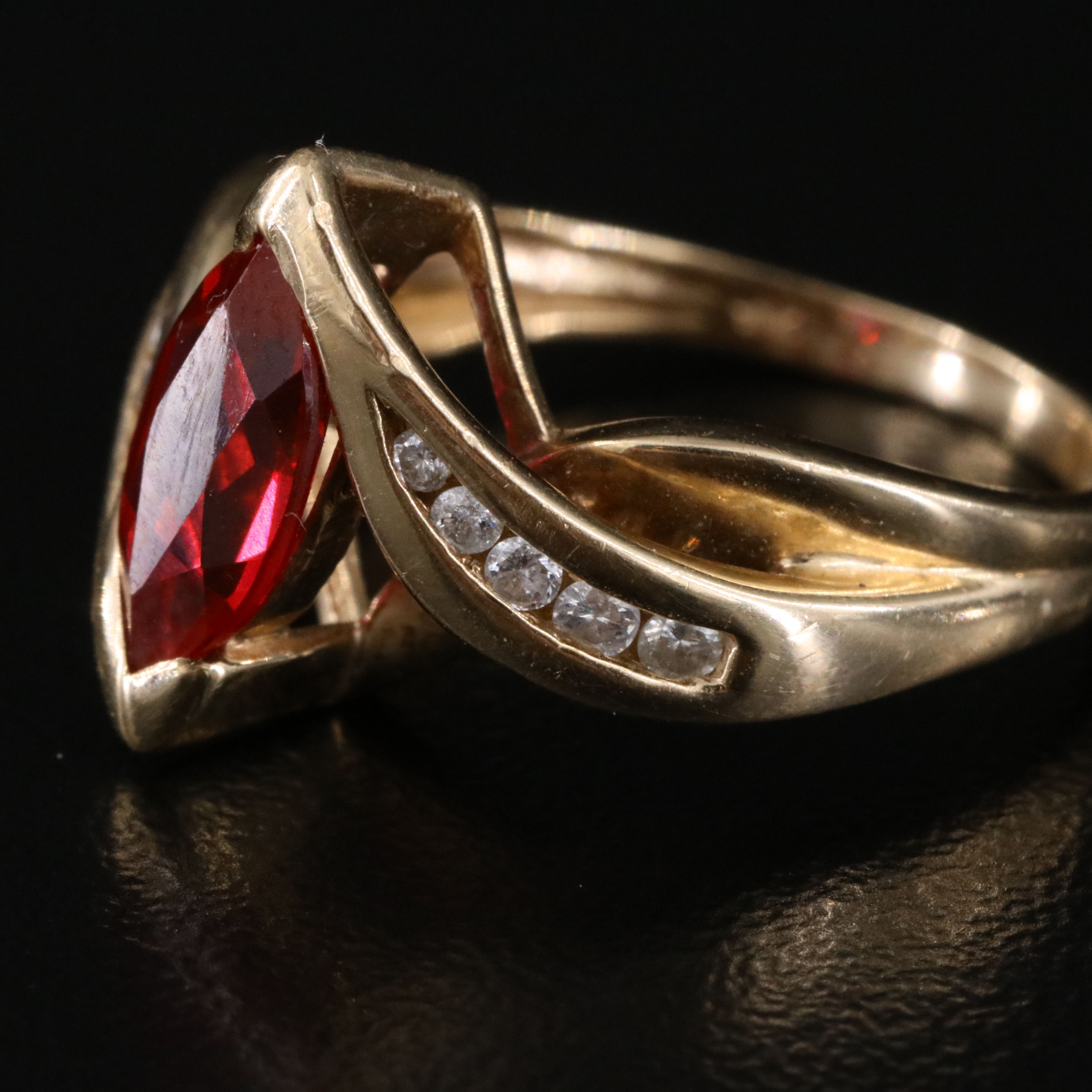 Vintage 10K Ruby and Diamond Ring