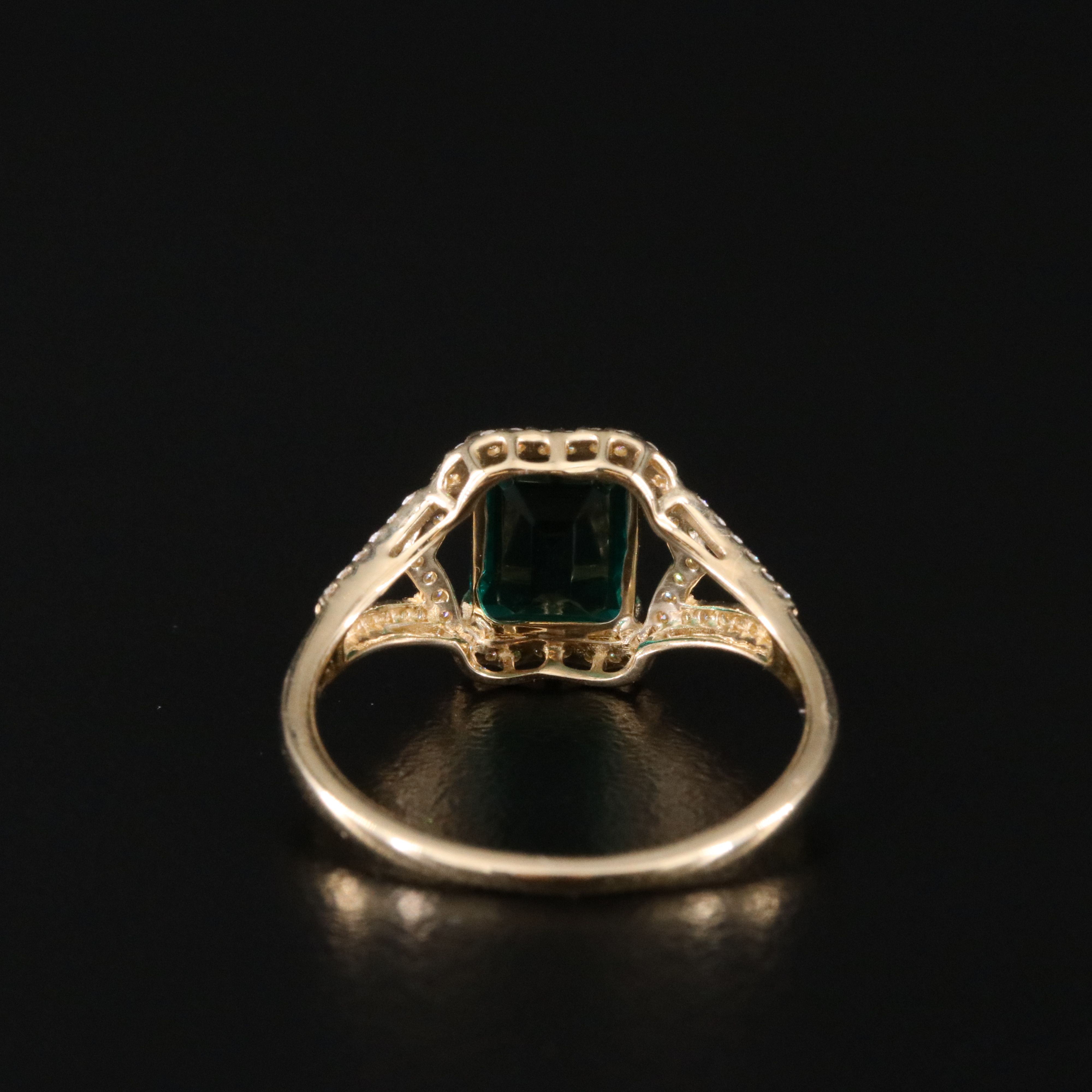 14K 1.32 CT Lab Grown Emerald and Moissanite Ring