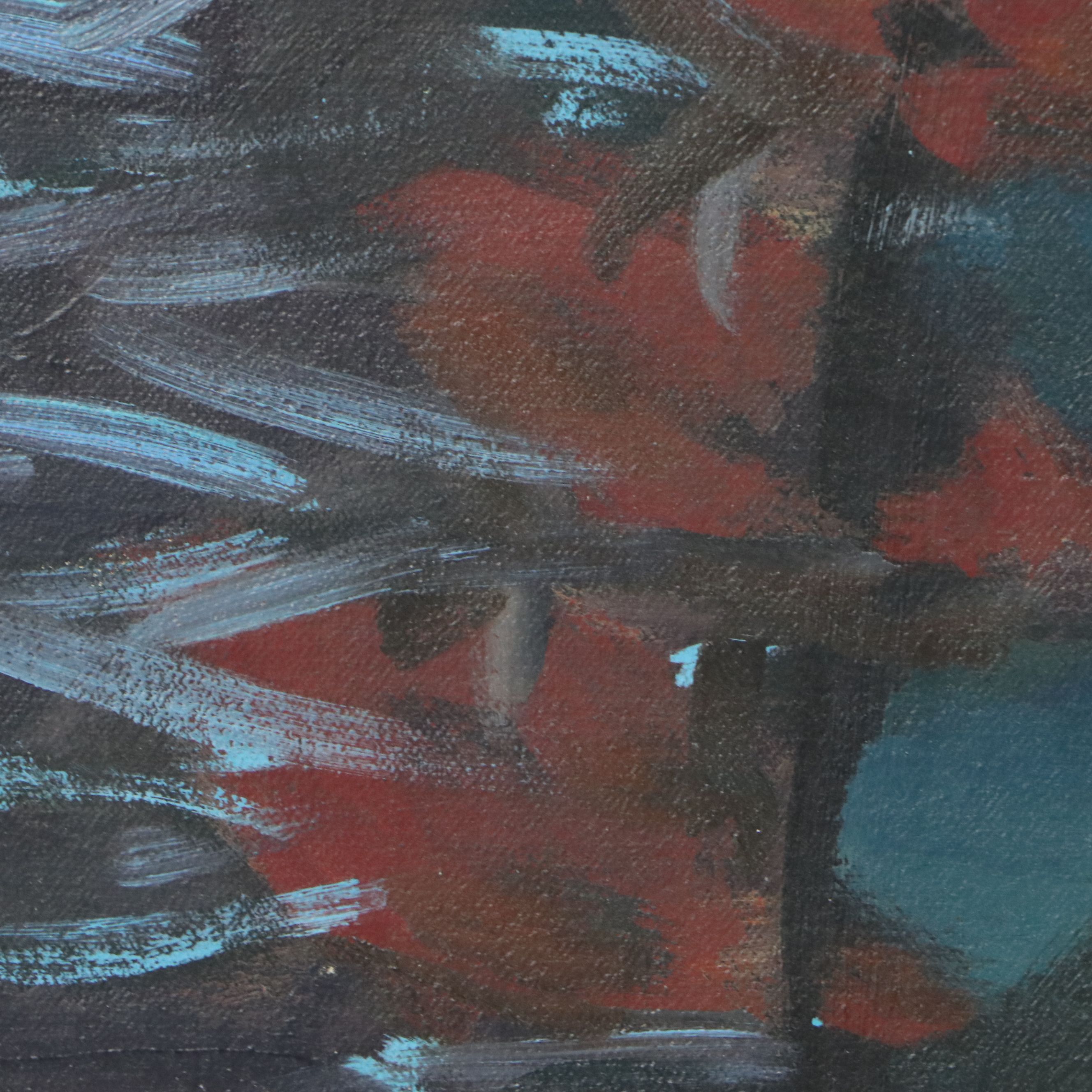 Barbara Ahlbrand Oil Painting "Landscape with Reflecting Pool," 20th to 21st C.