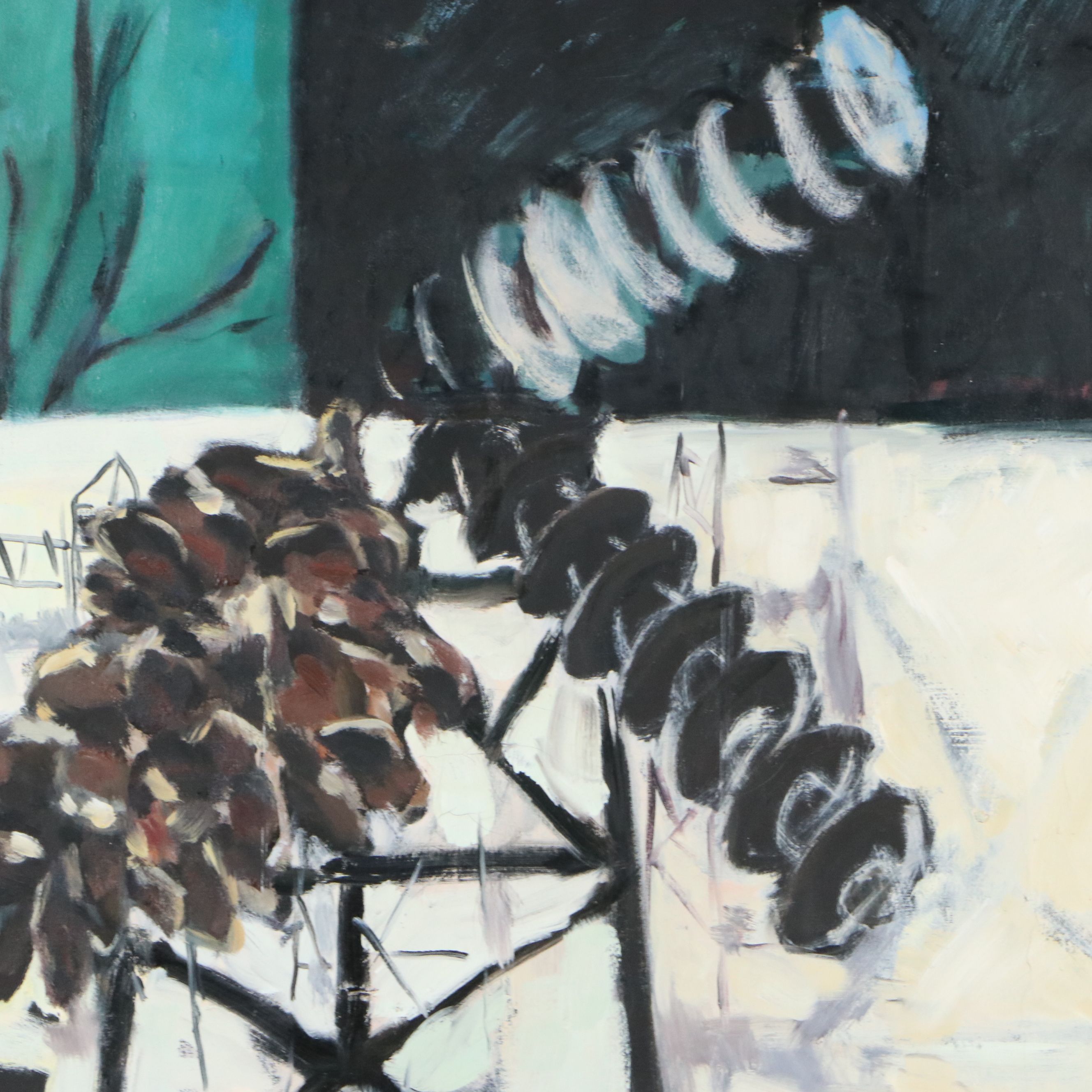 Barbara Ahlbrand Oil Painting "Tree Line," Late 20th to 21st Century