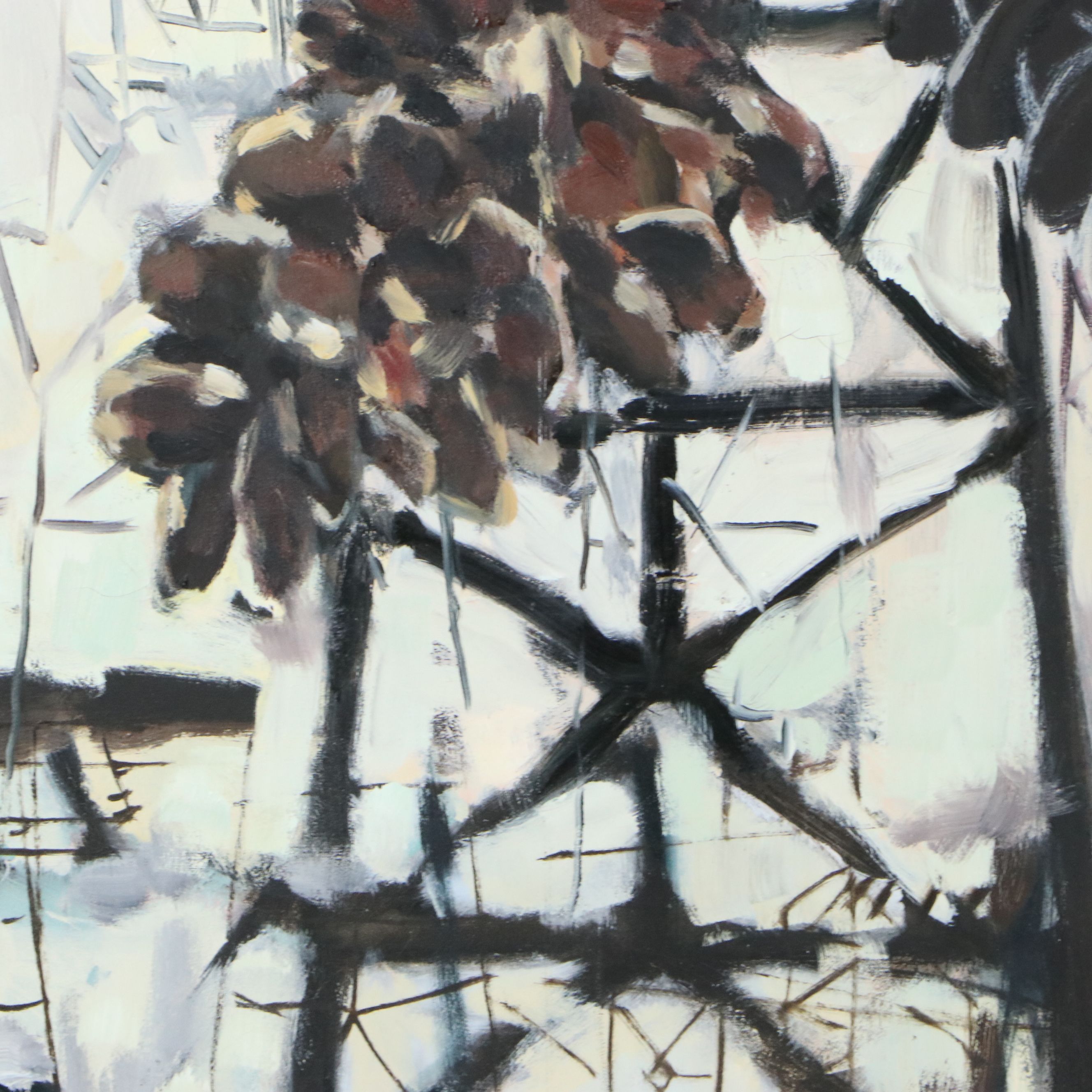 Barbara Ahlbrand Oil Painting "Tree Line," Late 20th to 21st Century