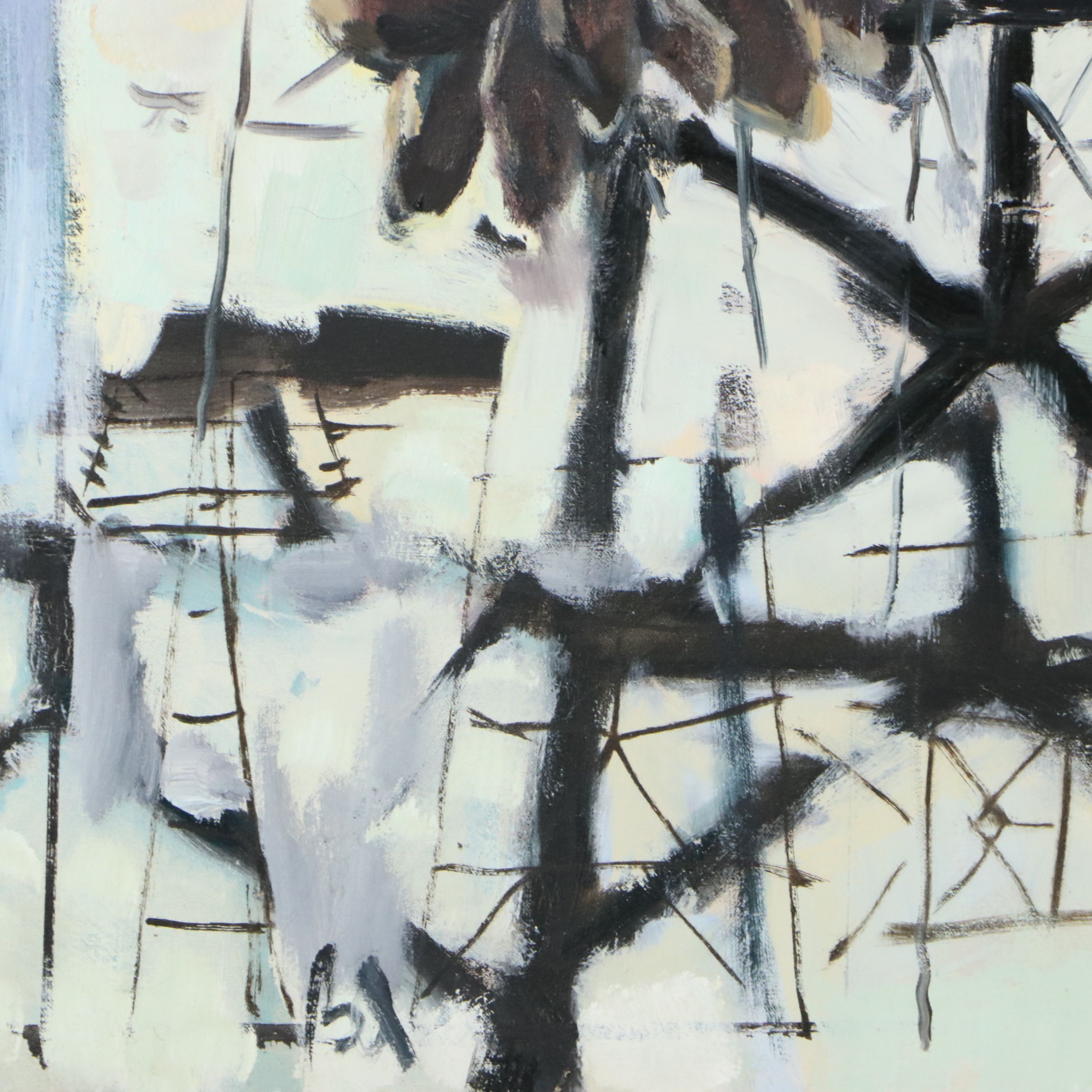 Barbara Ahlbrand Oil Painting "Tree Line," Late 20th to 21st Century