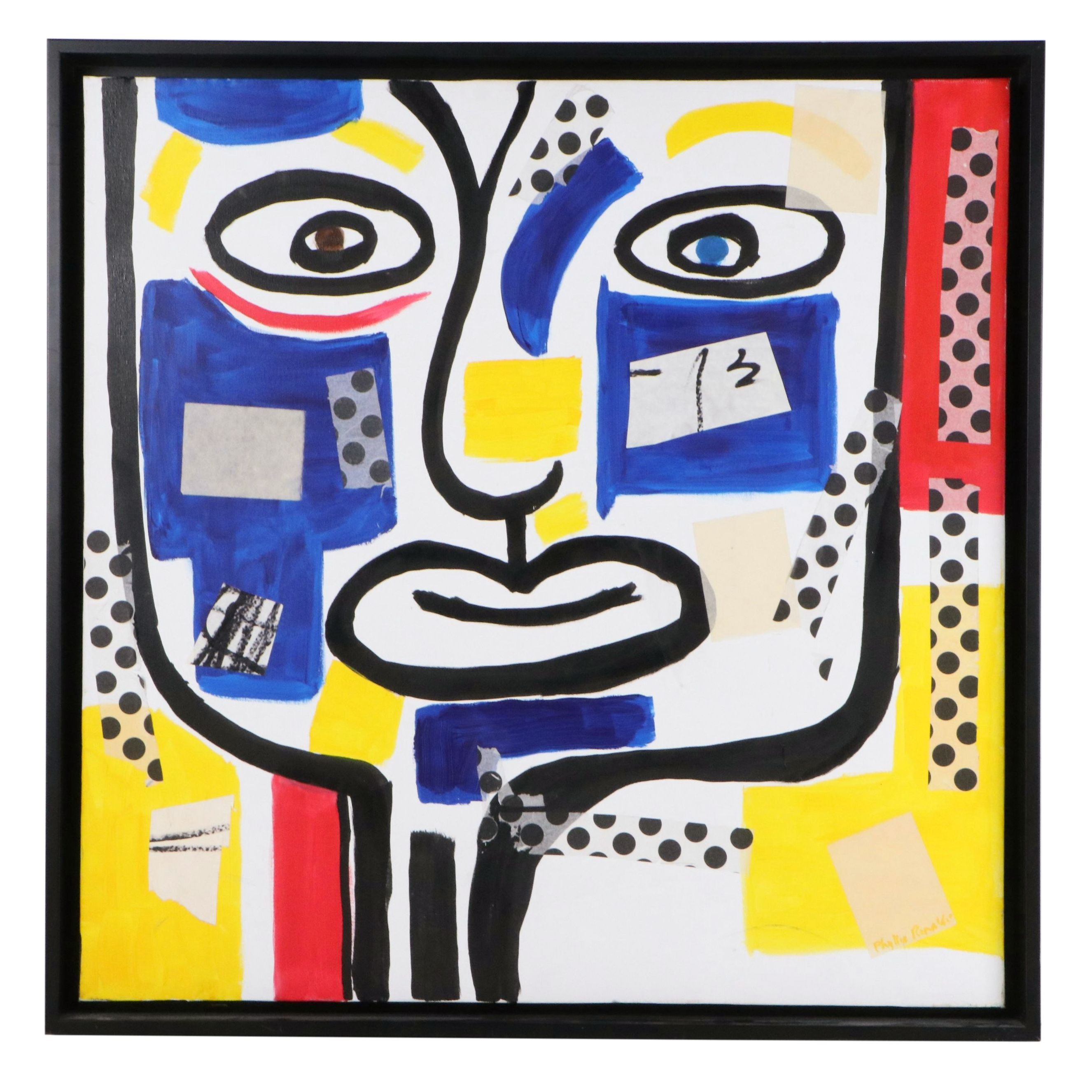 Phyllis Ronaldo Stylized Mixed Media Portrait, 21st Century