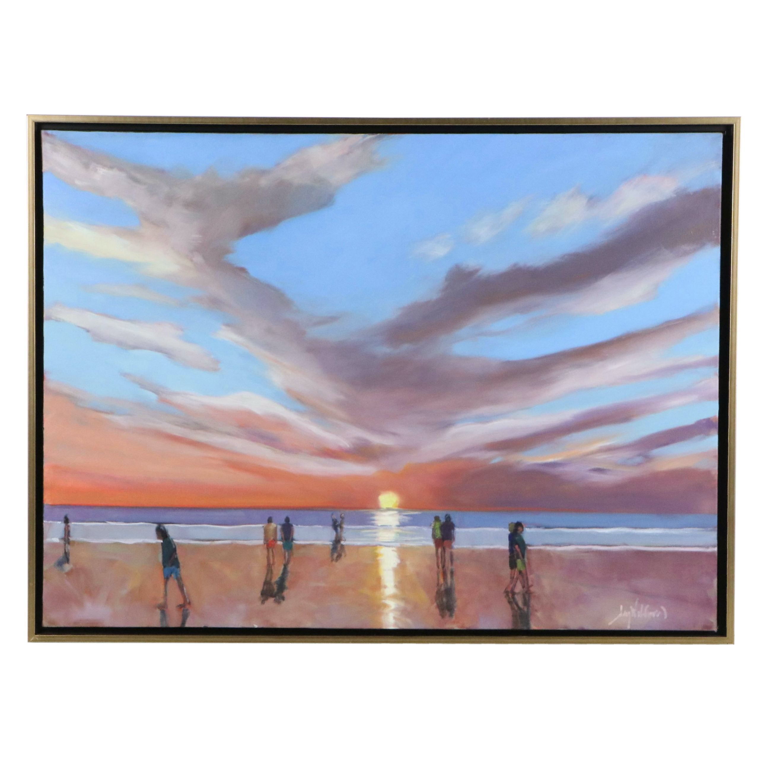 Jay Wilford Coastal Oil Painting "Beach Time," 21st Century