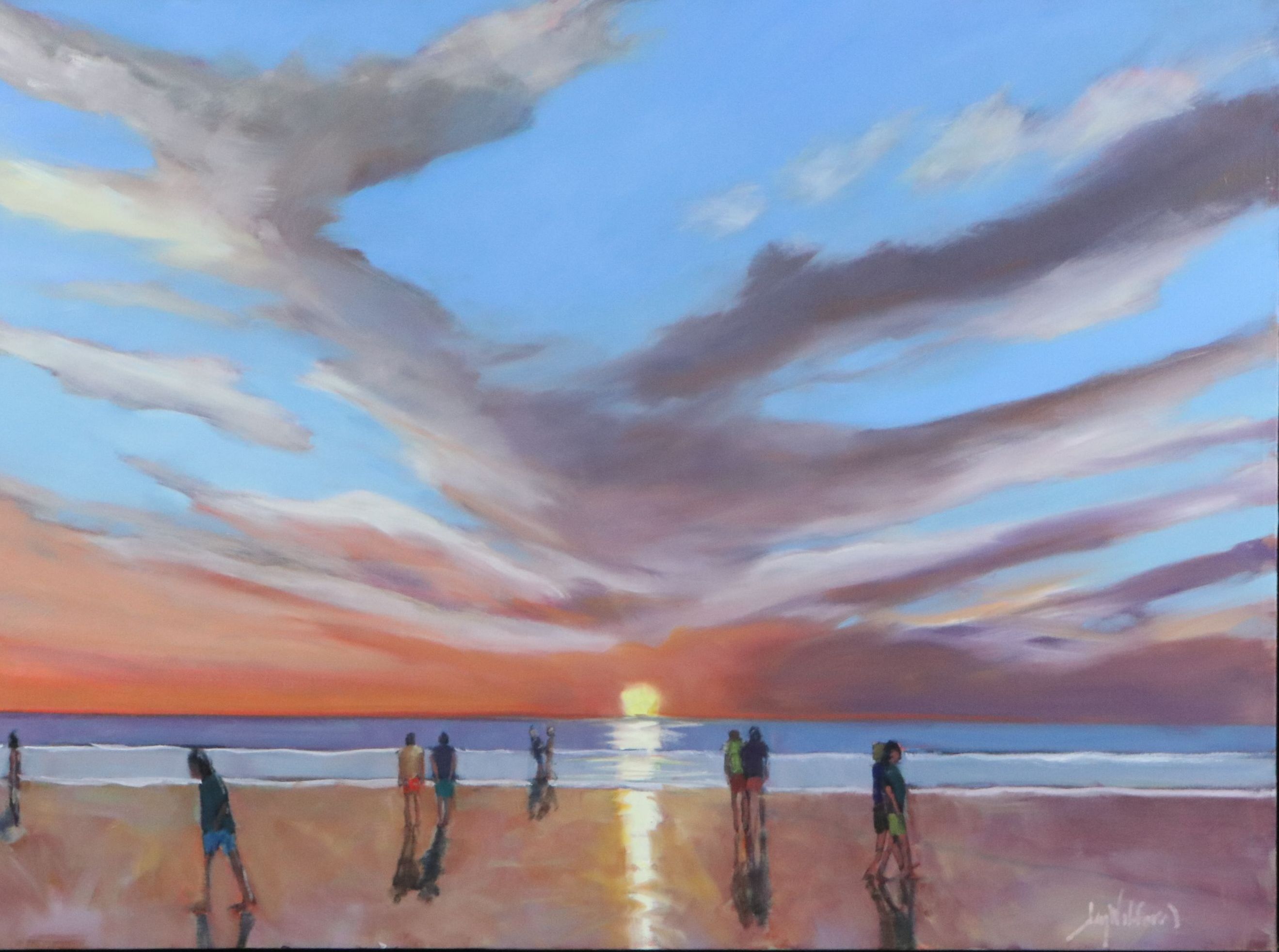 Jay Wilford Coastal Oil Painting "Beach Time," 21st Century