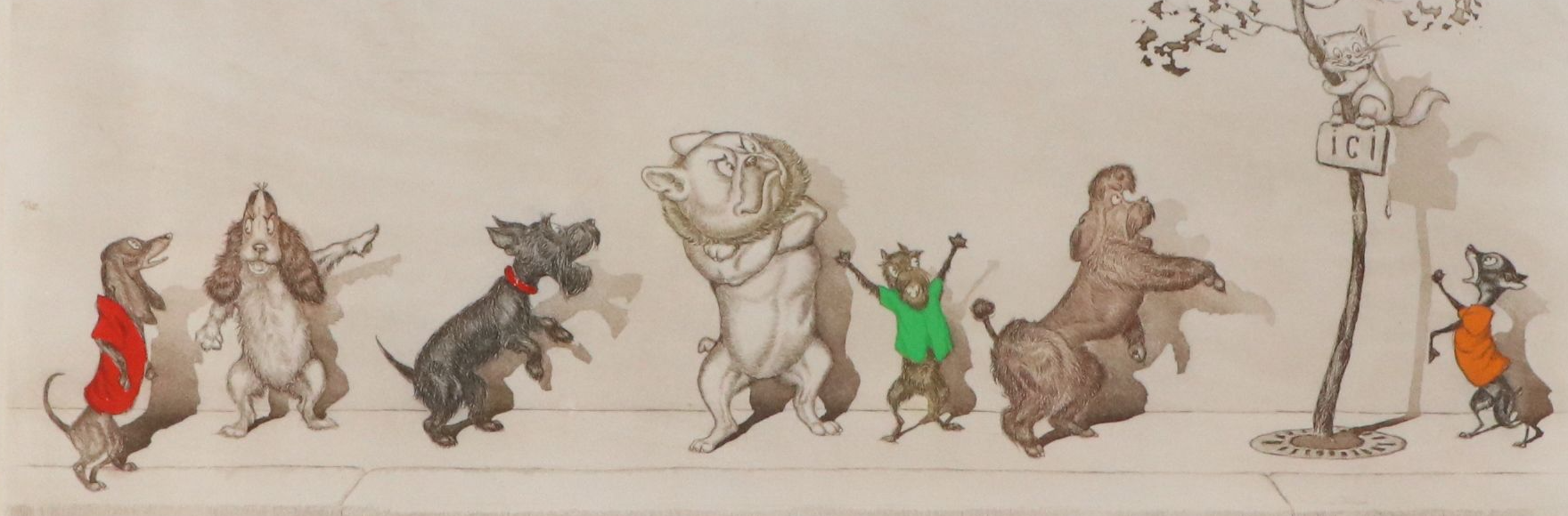 Boris O'Klein Hand-Colored Etching "Le Malentendu," 20th Century