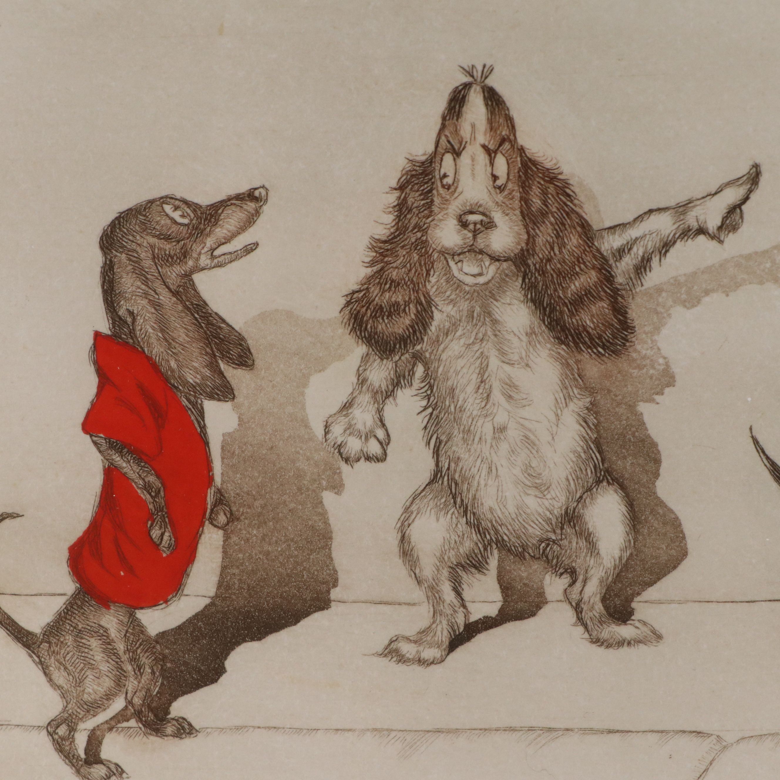 Boris O'Klein Hand-Colored Etching "Le Malentendu," 20th Century