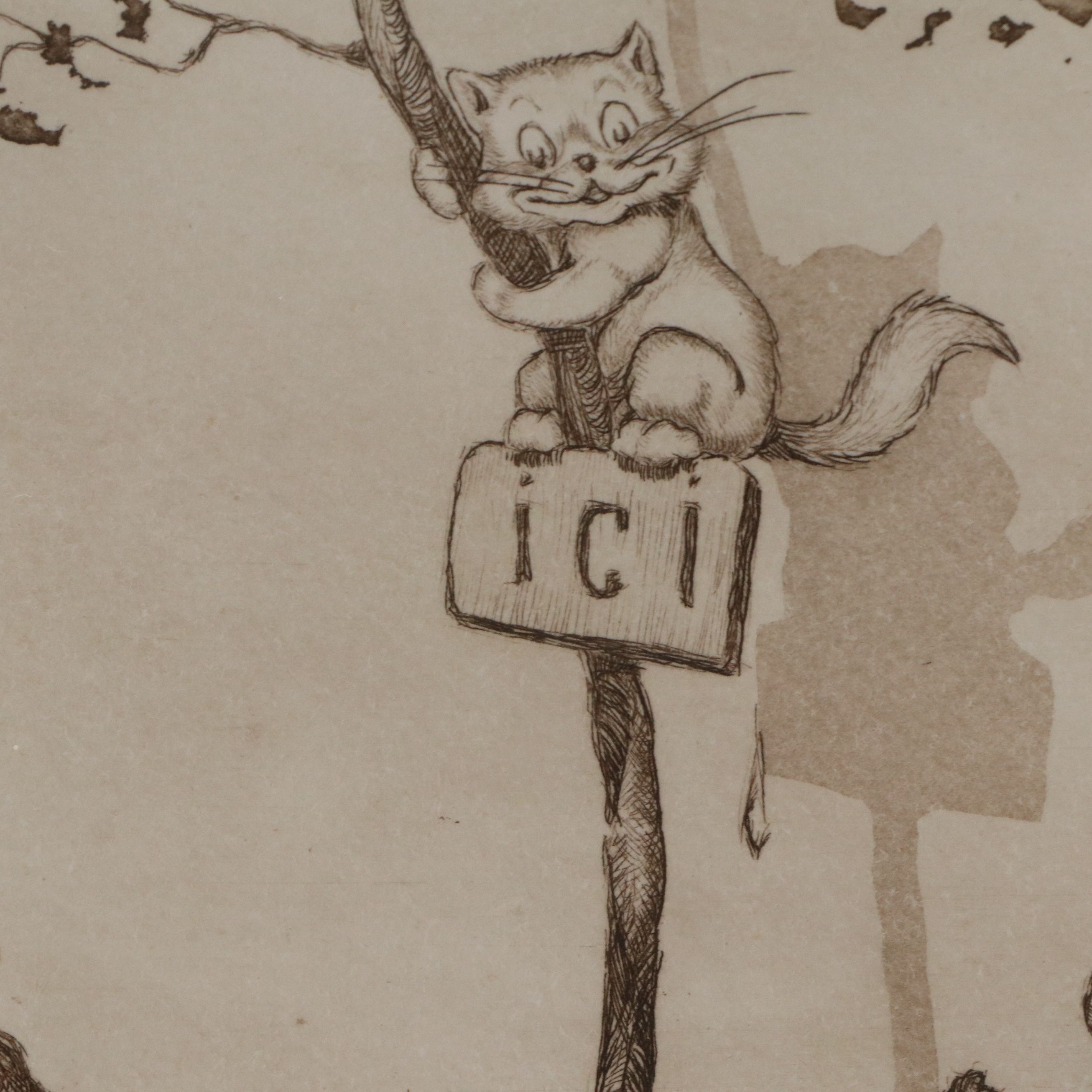 Boris O'Klein Hand-Colored Etching "Le Malentendu," 20th Century