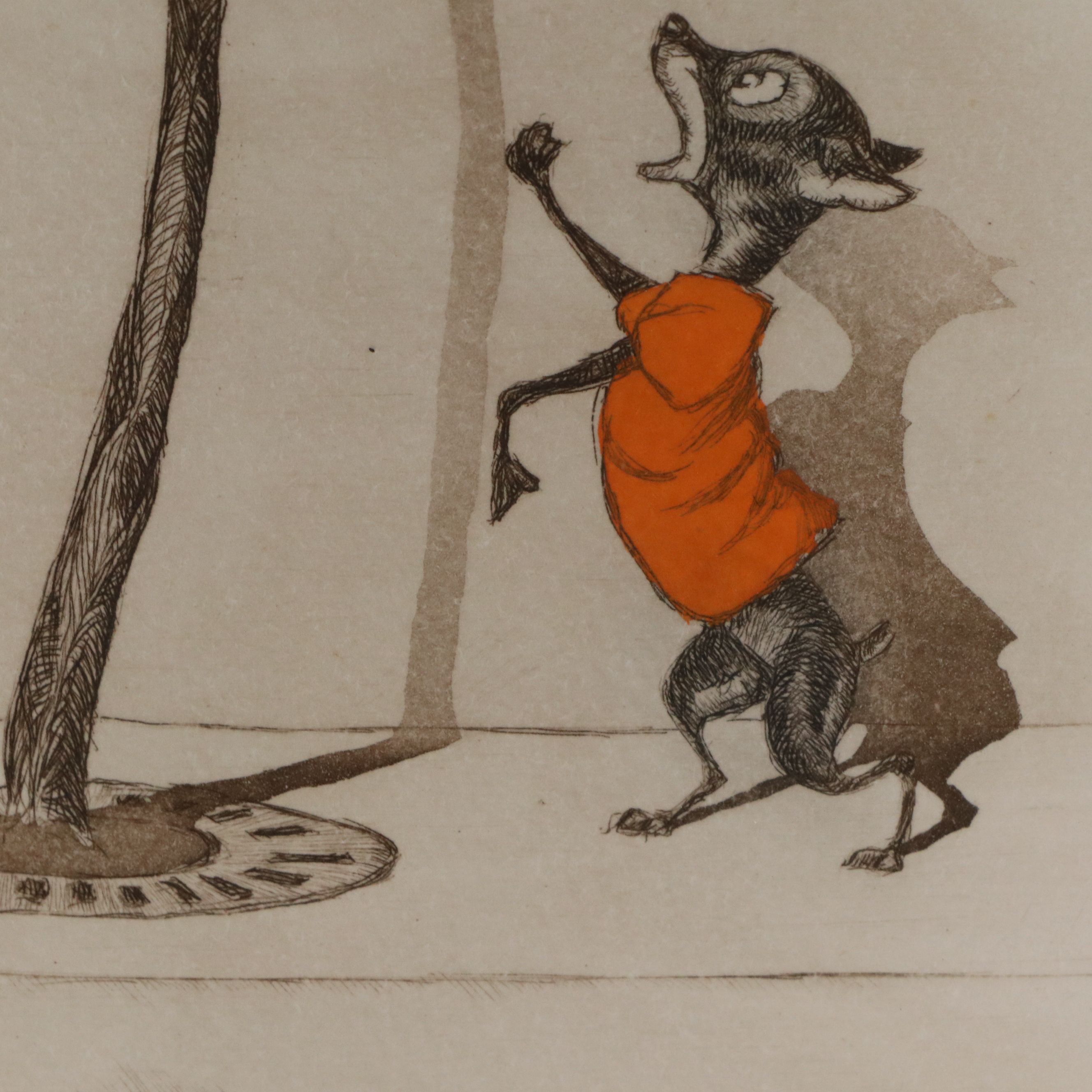 Boris O'Klein Hand-Colored Etching "Le Malentendu," 20th Century