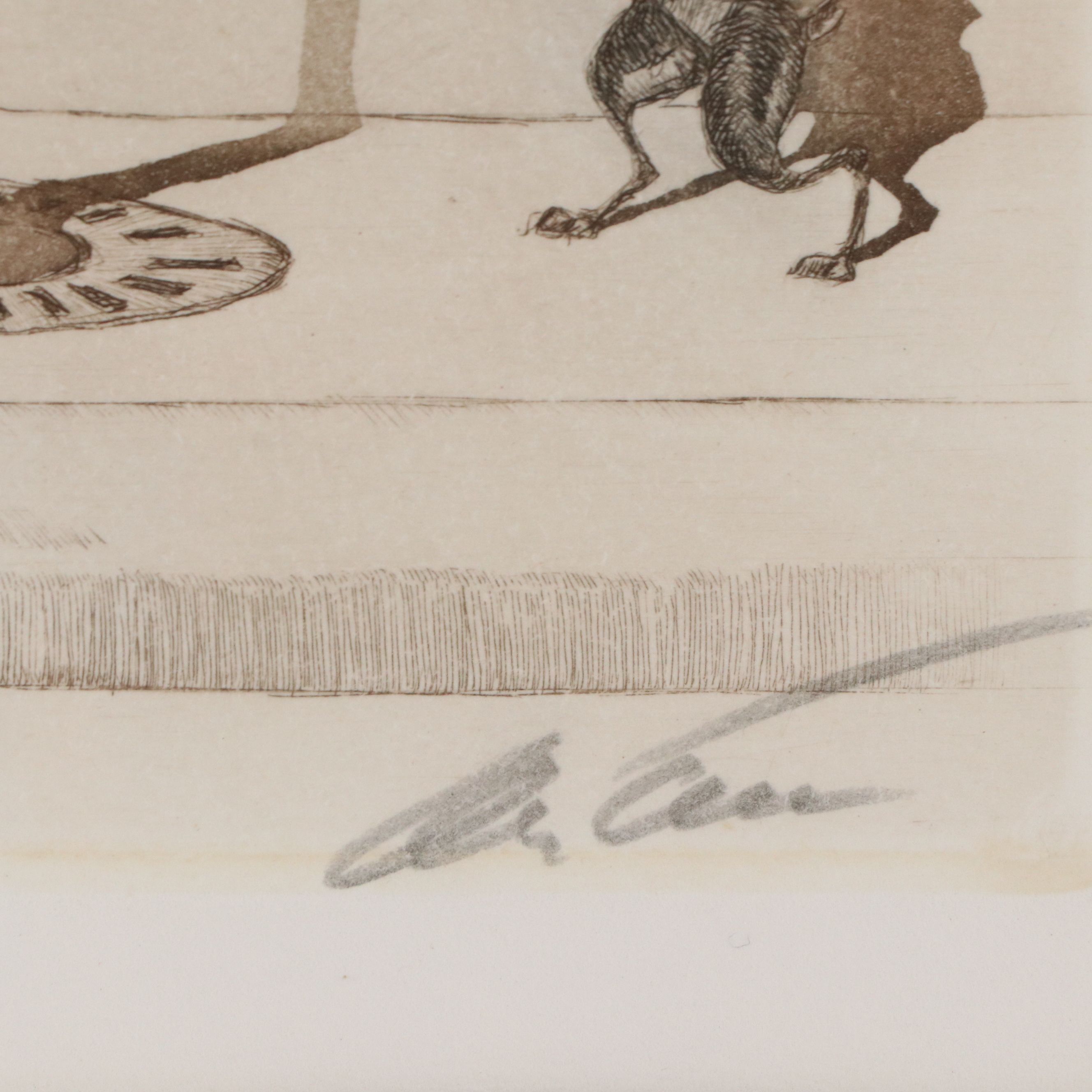 Boris O'Klein Hand-Colored Etching "Le Malentendu," 20th Century