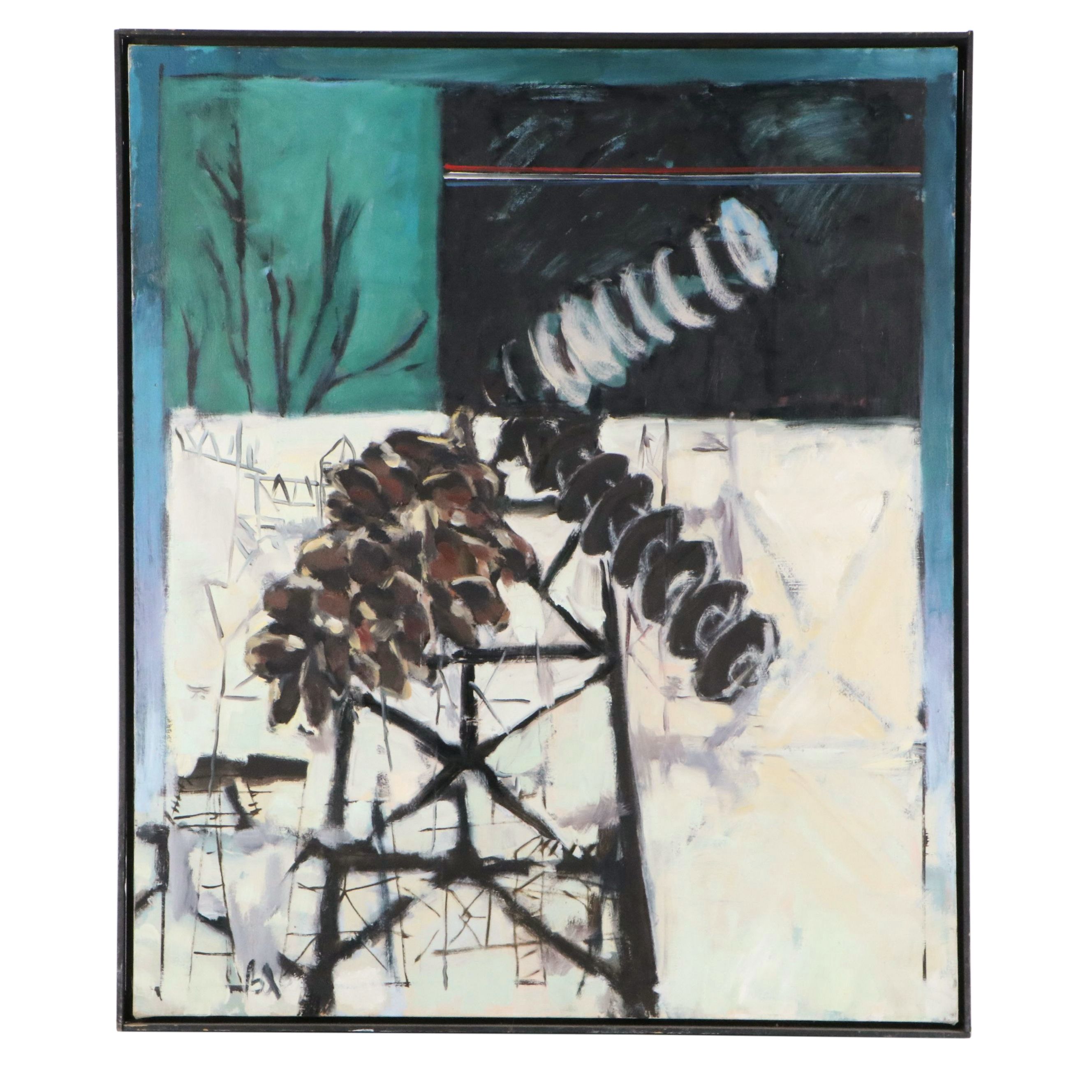 Barbara Ahlbrand Oil Painting "Tree Line," Late 20th to 21st Century