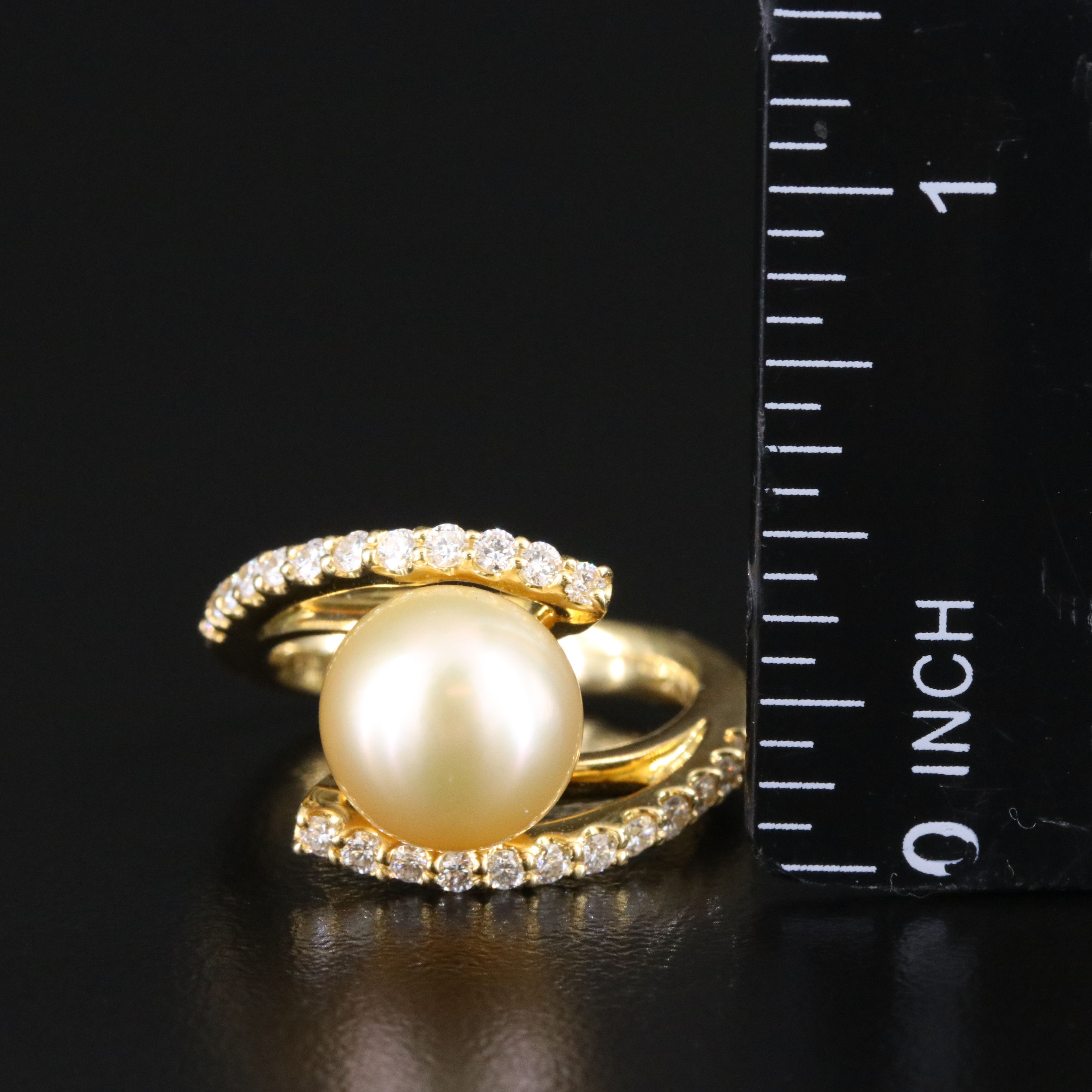 18K Pearl and Diamond Ring and 14K Pearl Earrings