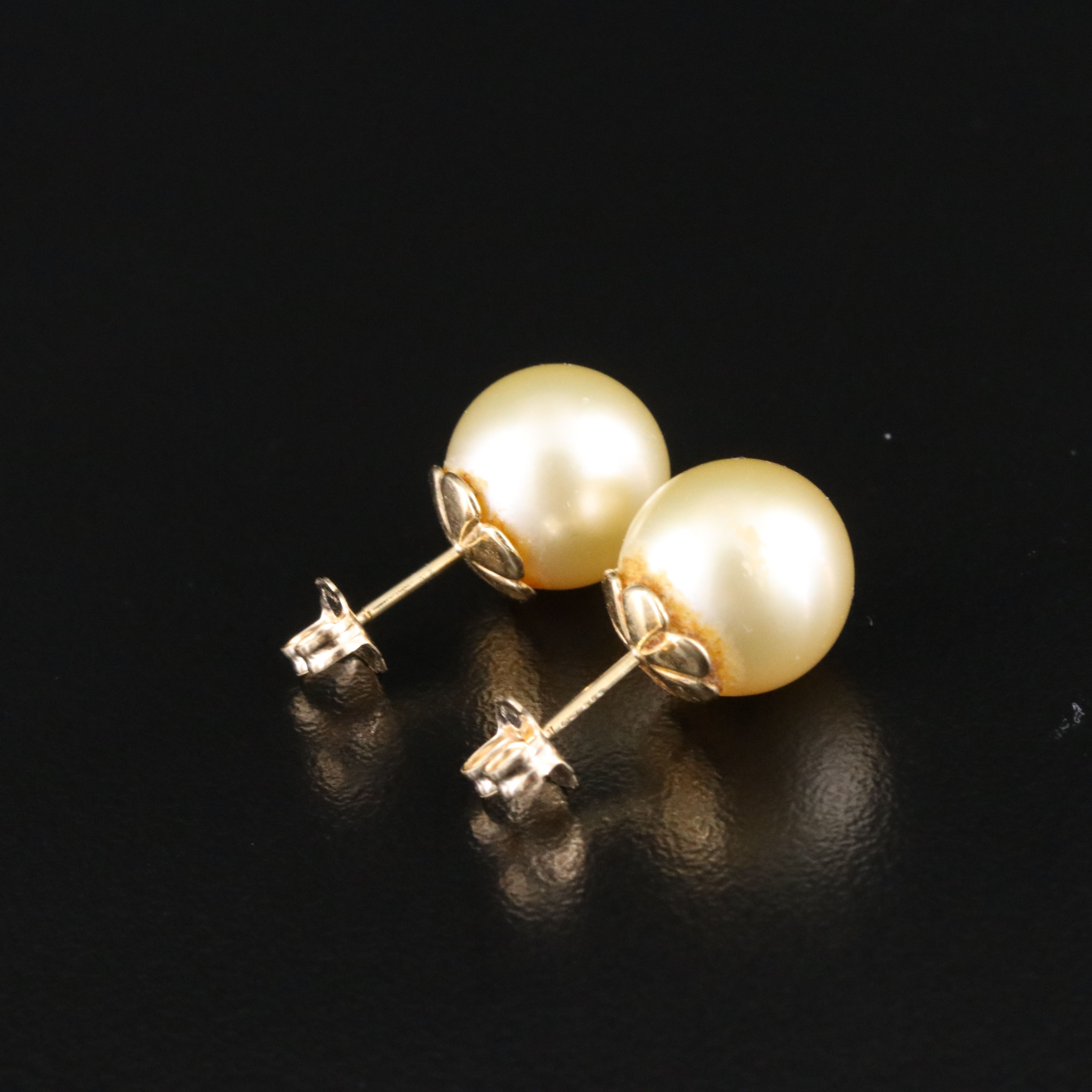 18K Pearl and Diamond Ring and 14K Pearl Earrings
