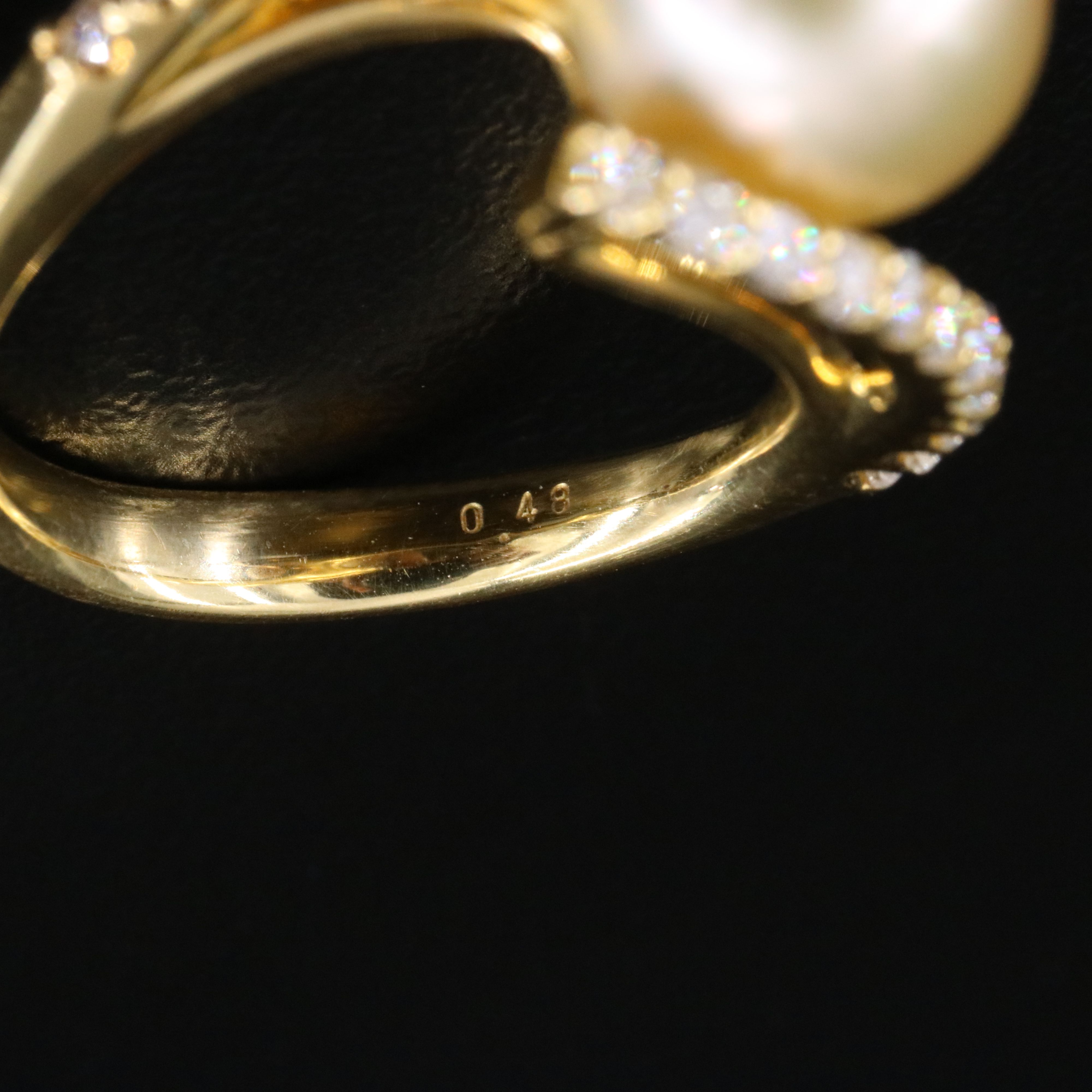 18K Pearl and Diamond Ring and 14K Pearl Earrings