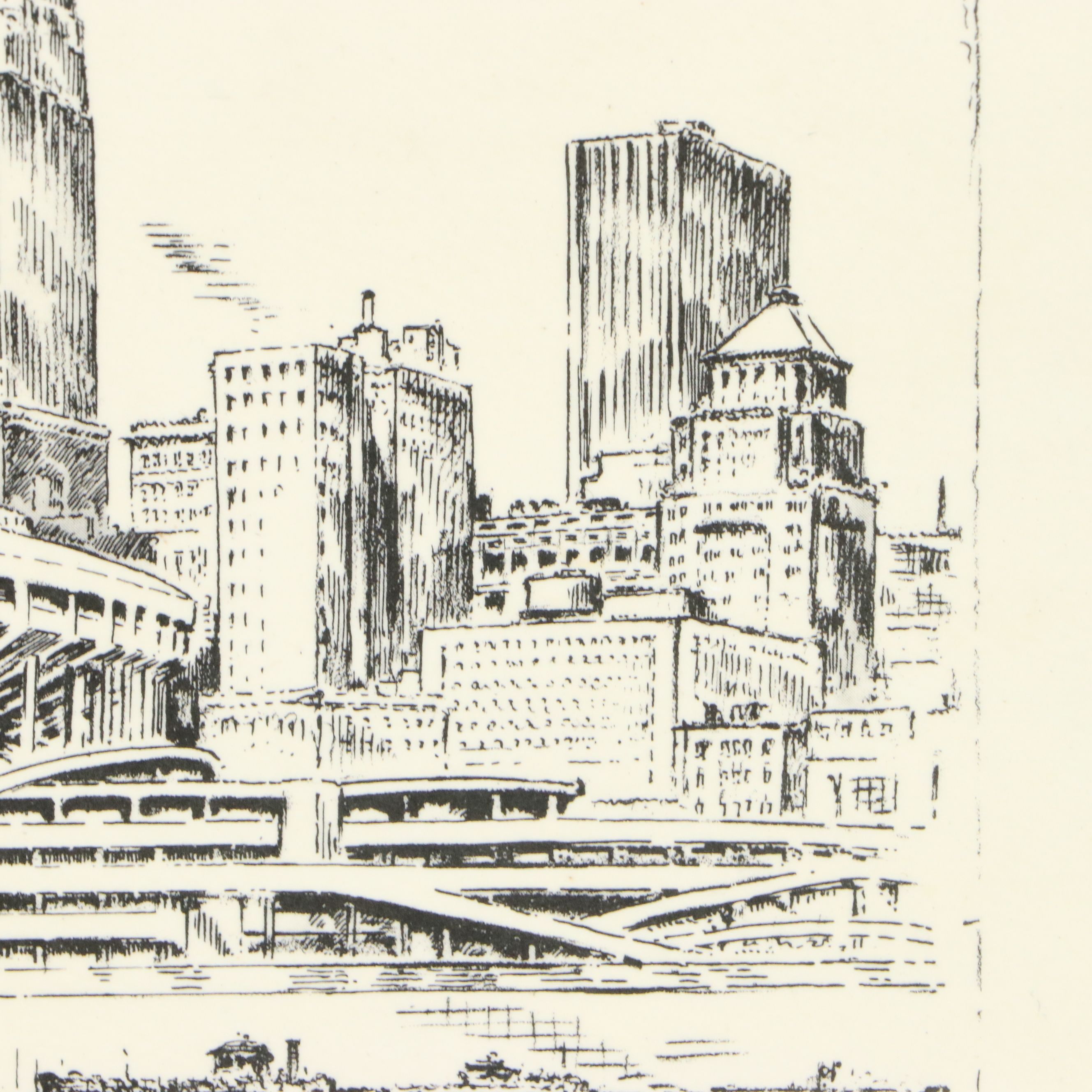 Lithograph After Caroline Williams of Riverfront Stadium, Late 20th Century