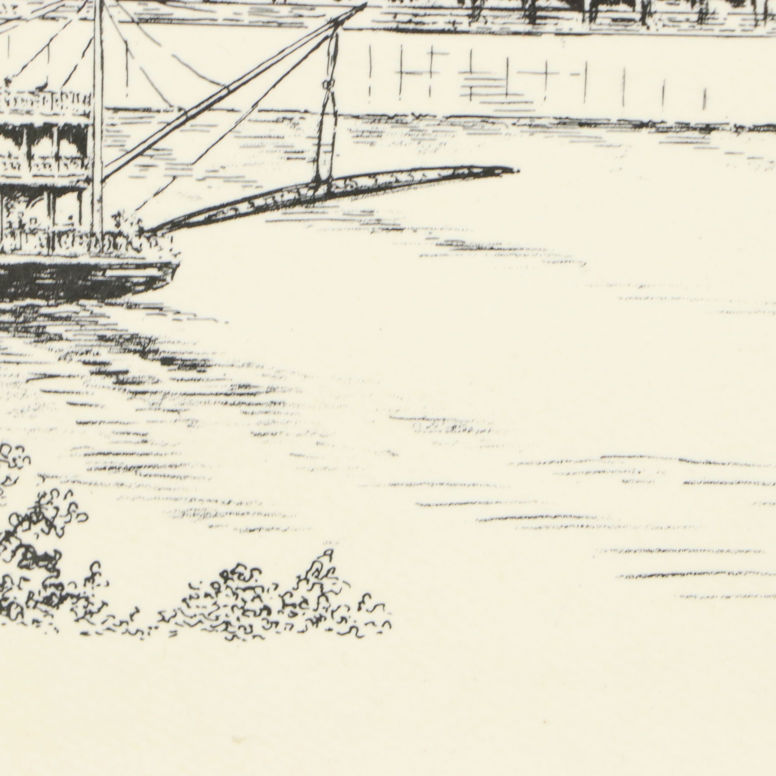 Lithograph After Caroline Williams of Riverfront Stadium, Late 20th Century