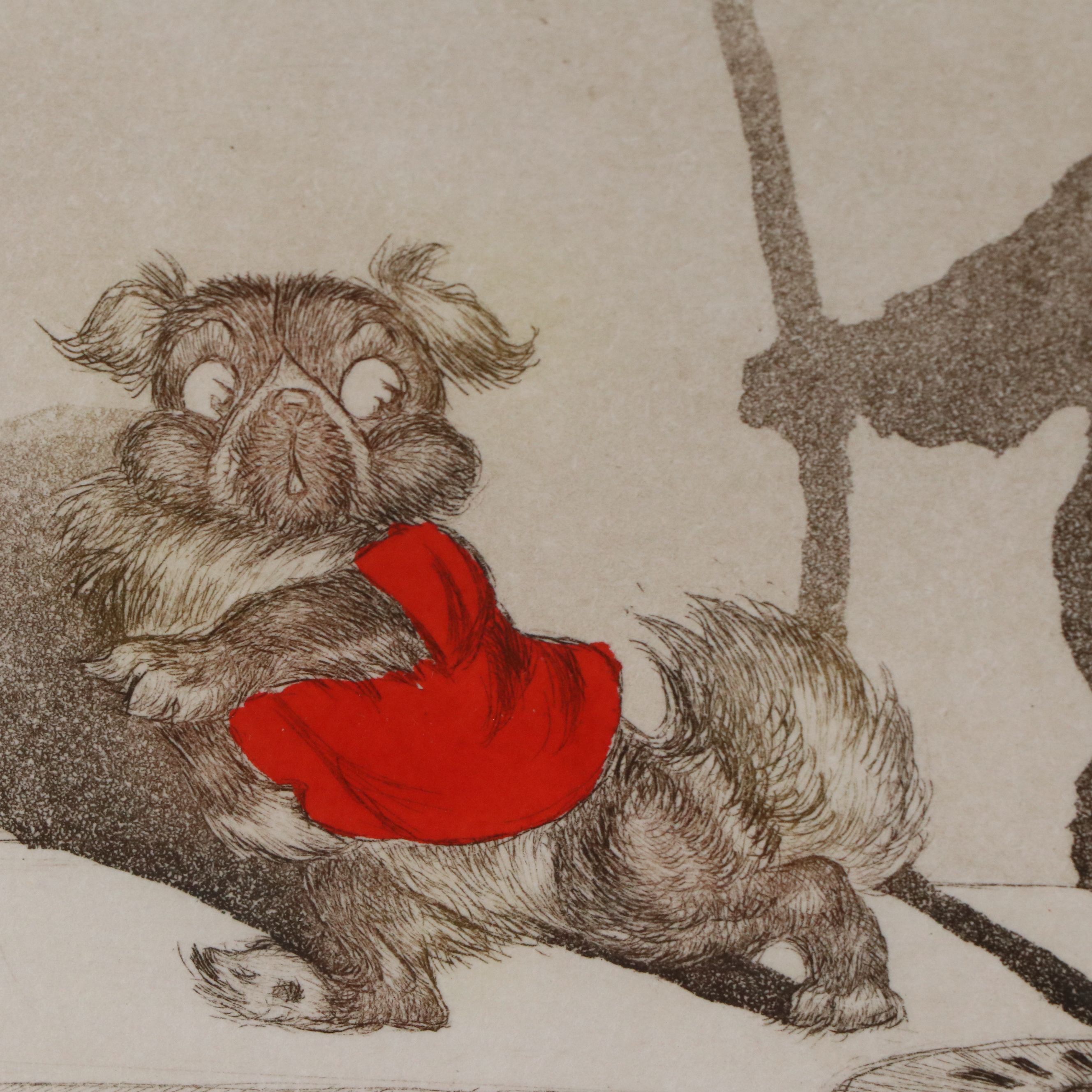 Boris O'Klein Hand-Colored Etching "L'étourdie," 20th Century