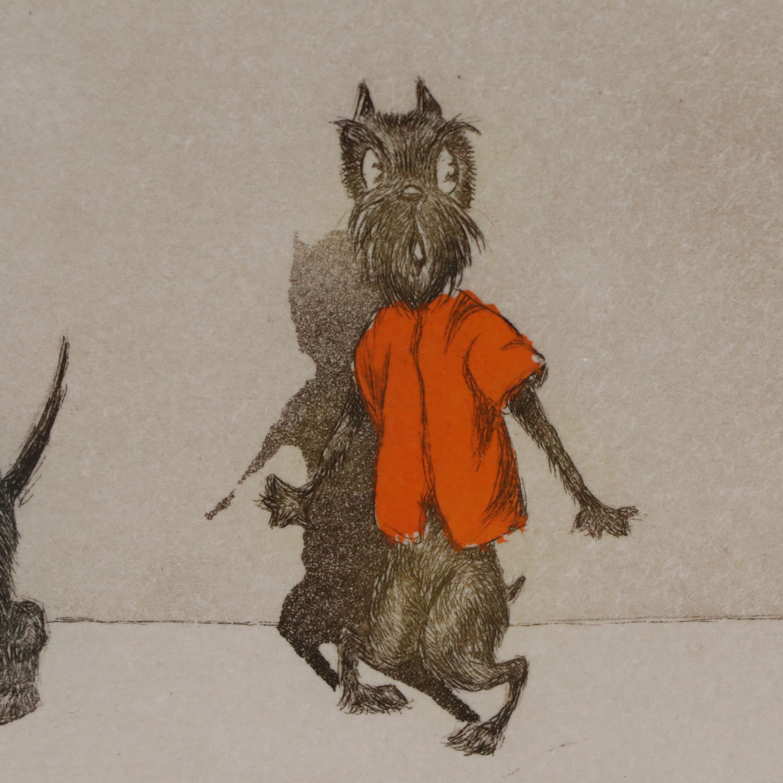 Boris O'Klein Hand-Colored Etching "L'étourdie," 20th Century