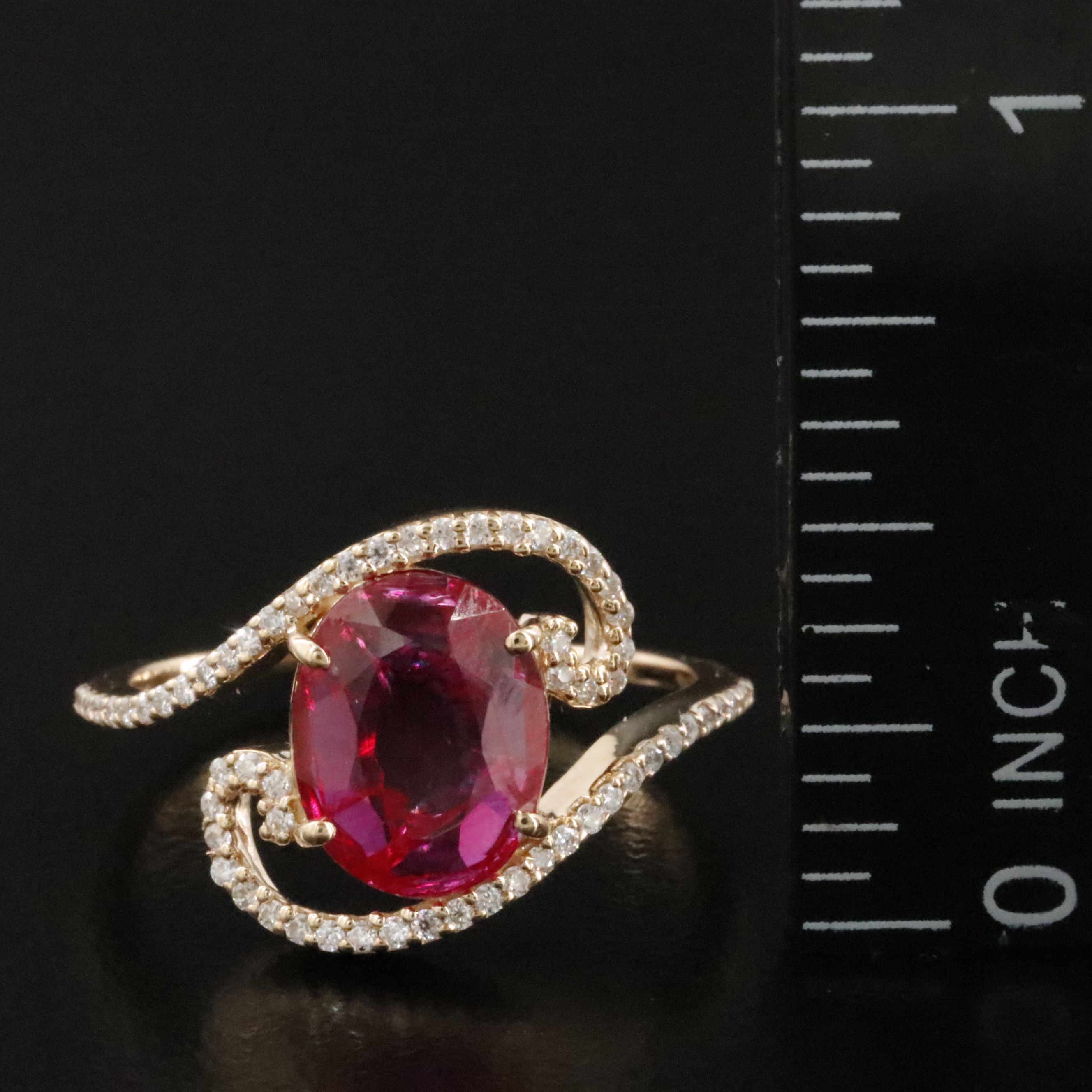 14K 1.84 CT Ruby and Moissanite Ring
